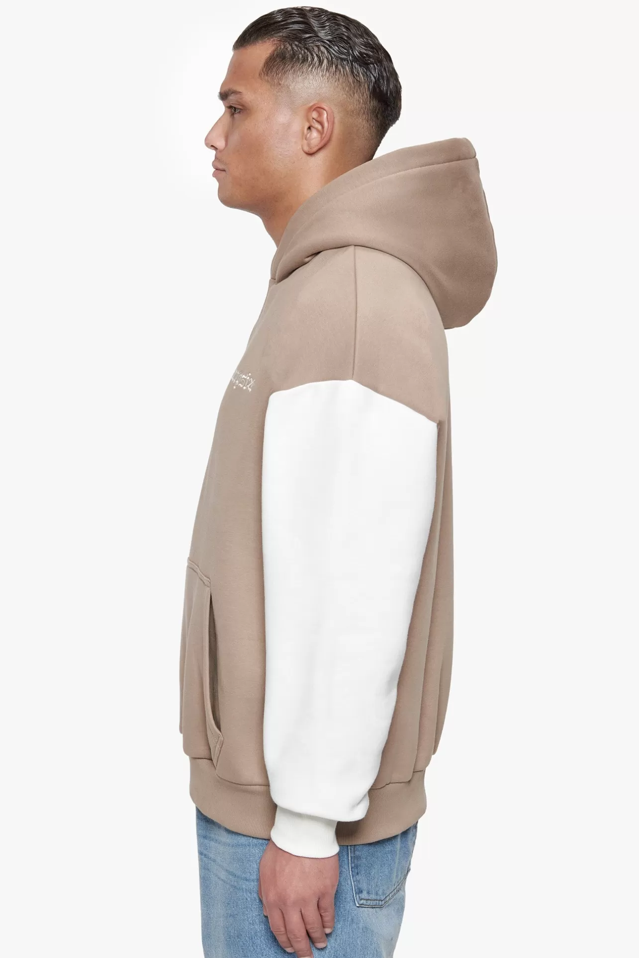 Dropsize HEAVY OVERSIZE CREAM SLEEVE HOODIE SILVER MINK* Hoodie