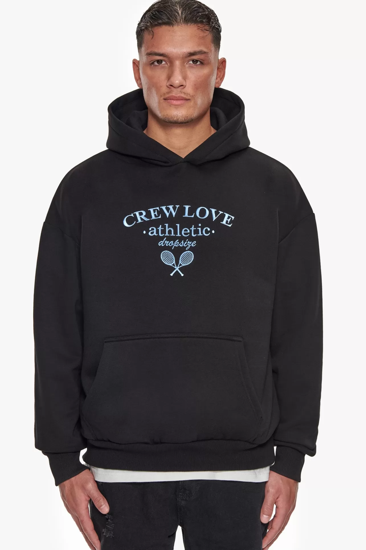 Dropsize HEAVY OVERSIZE CREW ATHLETIC HOODIE BLACK* Hoodie