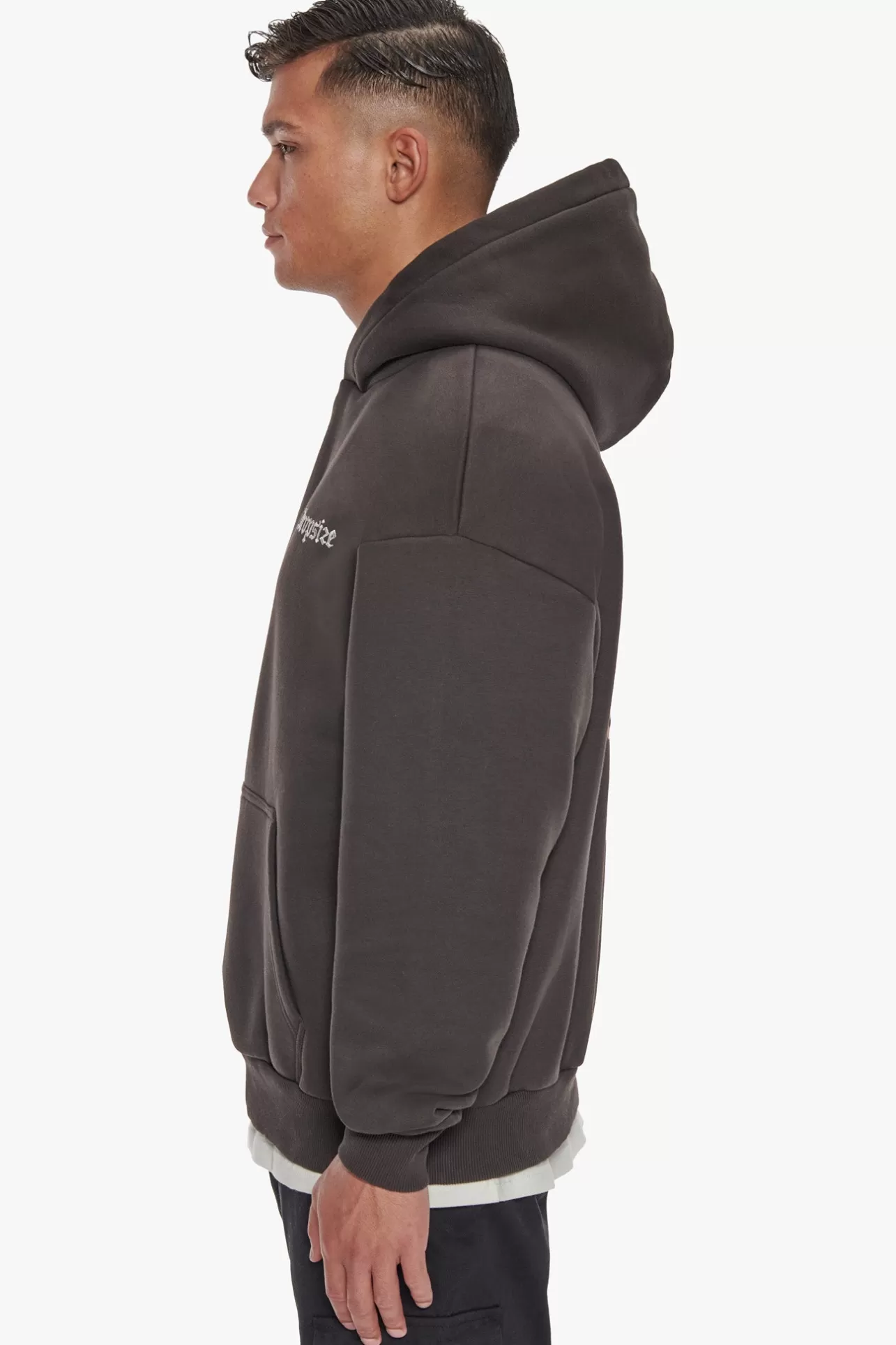 Dropsize HEAVY OVERSIZE CREW LOVE DOVE HOODIE WASHED BLACK* Hoodie