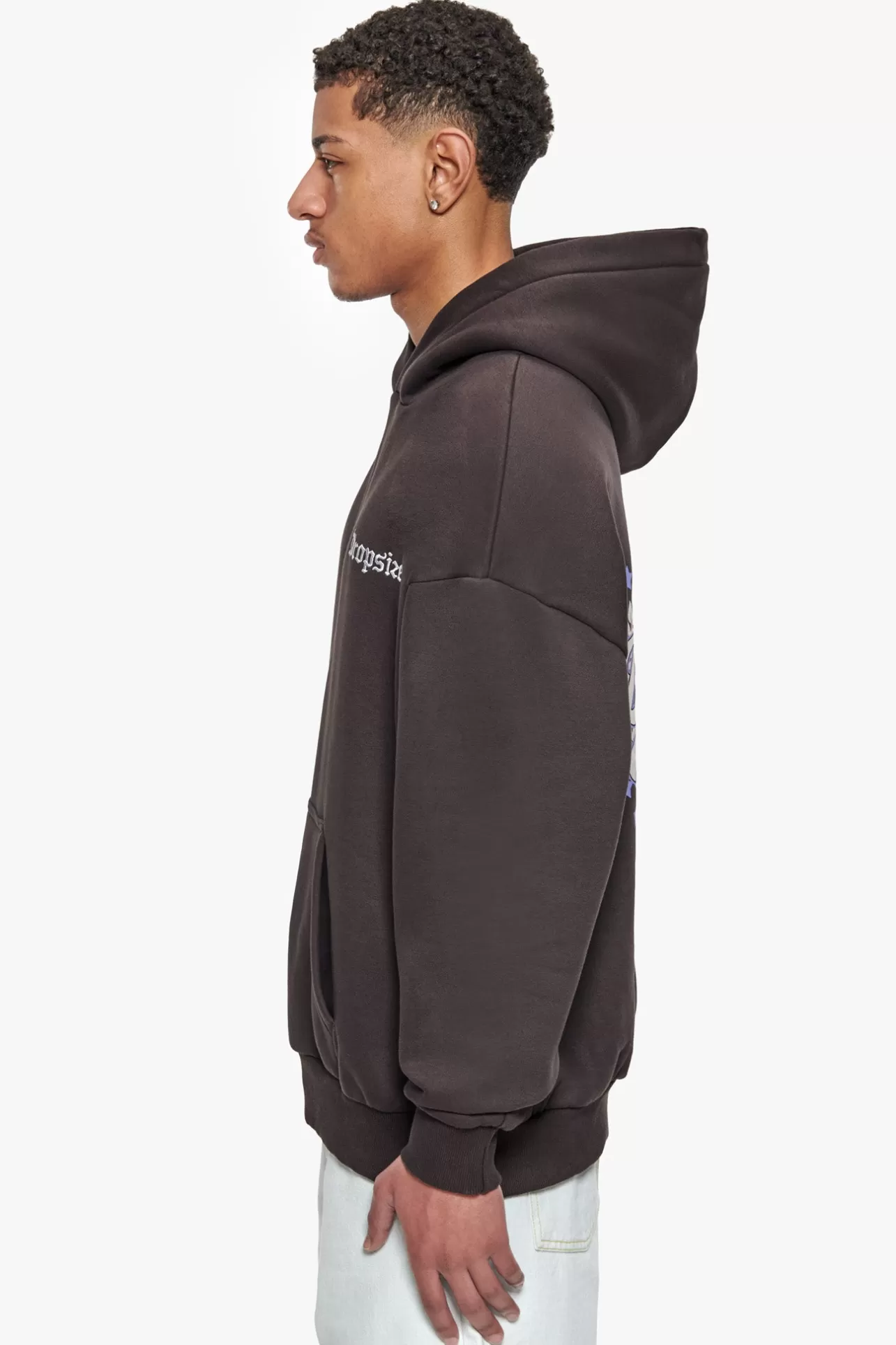 Dropsize HEAVY OVERSIZE CREW LOVE GLOBE HOODIE WASHED BLACK* Hoodie