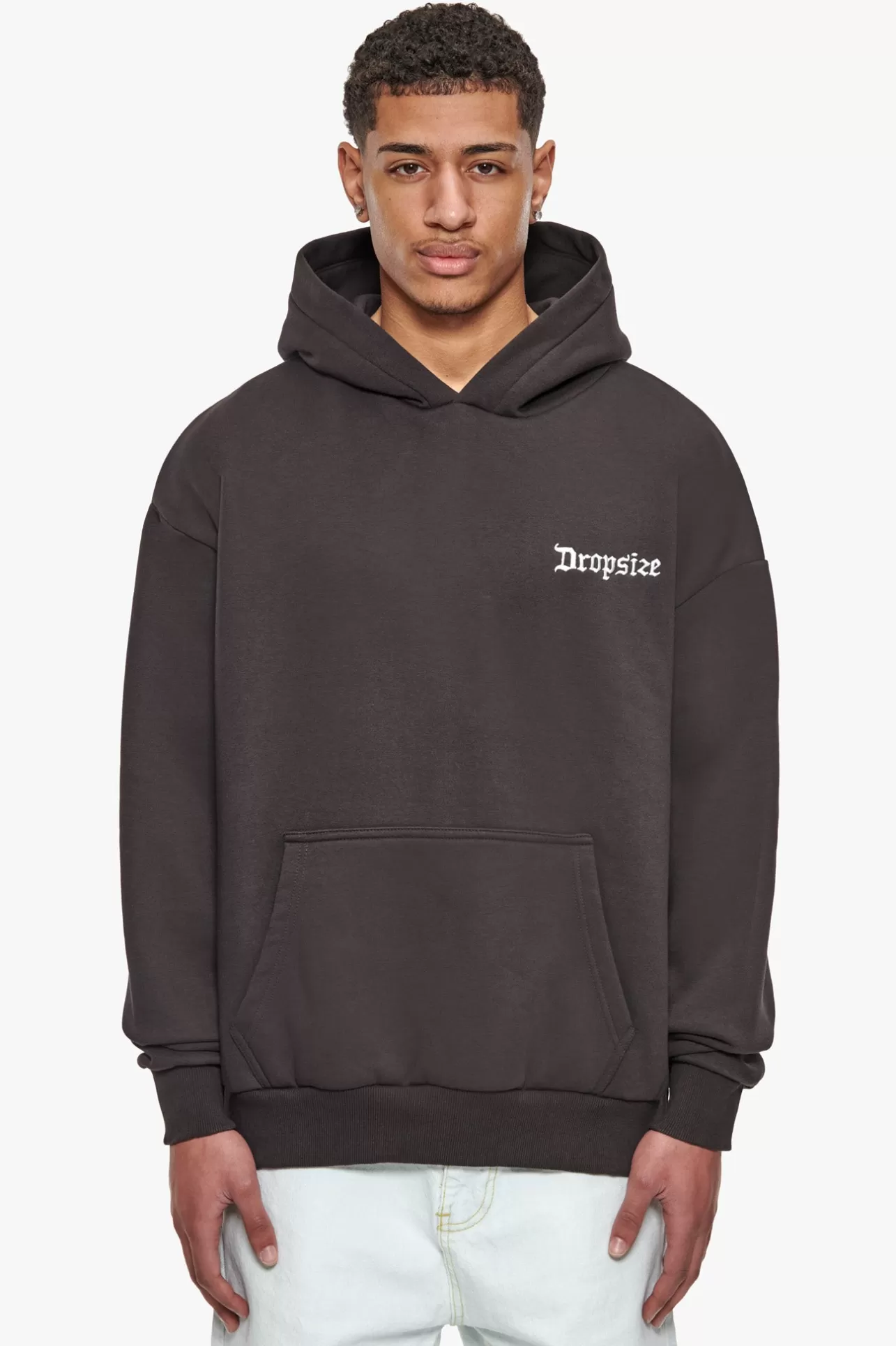 Dropsize HEAVY OVERSIZE CREW LOVE GLOBE HOODIE WASHED BLACK* Hoodie