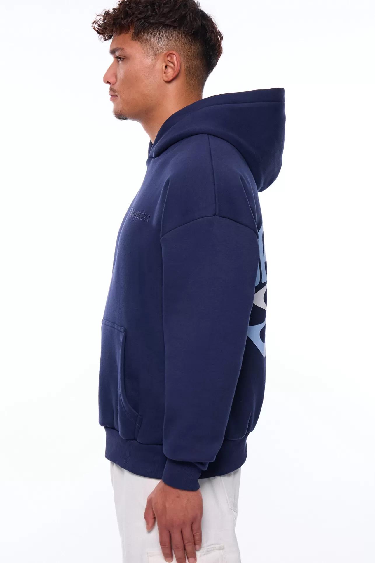 Dropsize HEAVY OVERSIZE CREW LOVE HOODIE BLACK IRIS* Hoodie