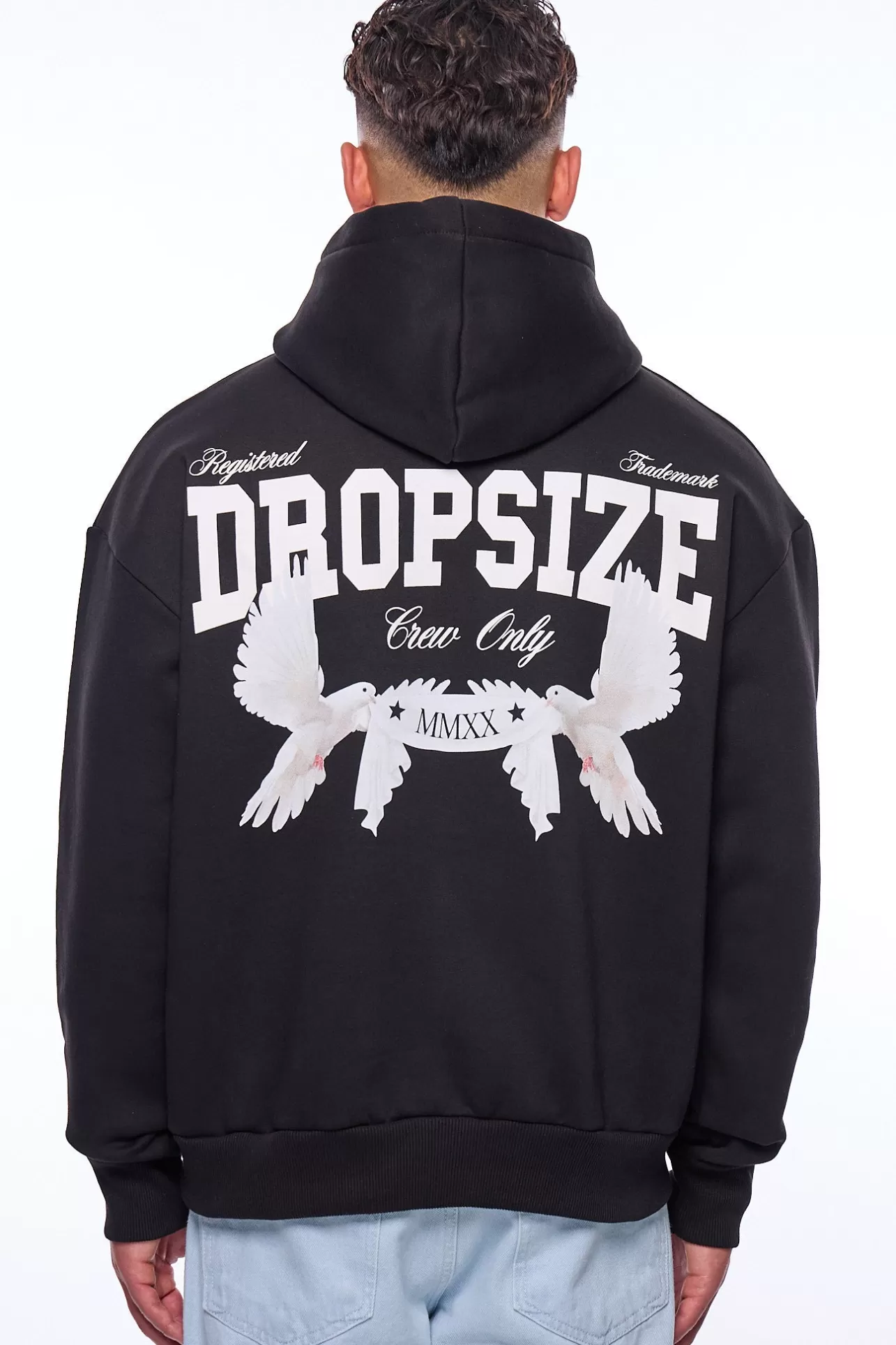 Dropsize HEAVY OVERSIZE CREW ONLY HOODIE BLACK* Hoodie