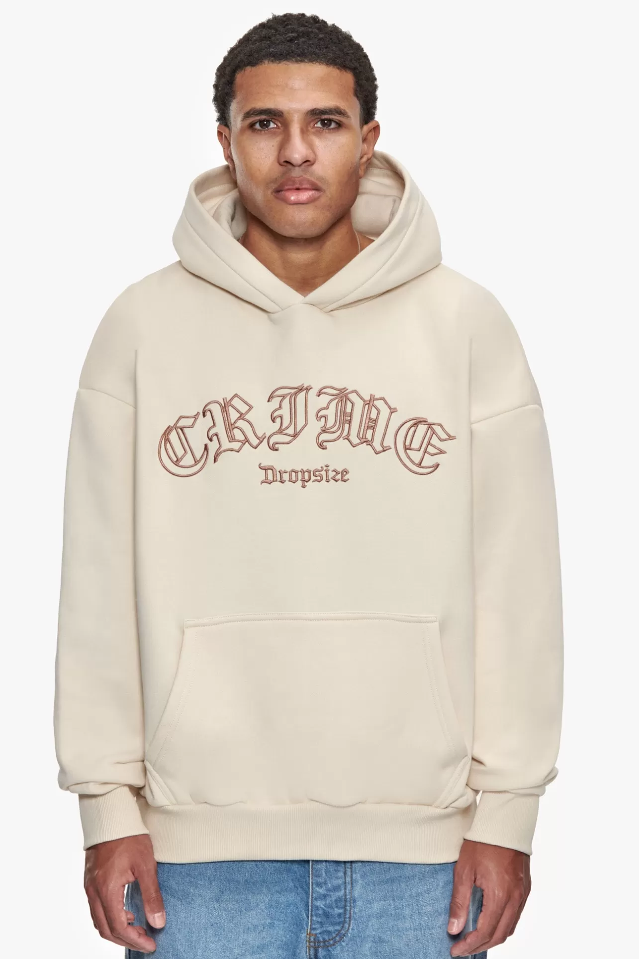 Dropsize HEAVY OVERSIZE CRIME OUTLINE HOODIE COCONUT MILK* Hoodie