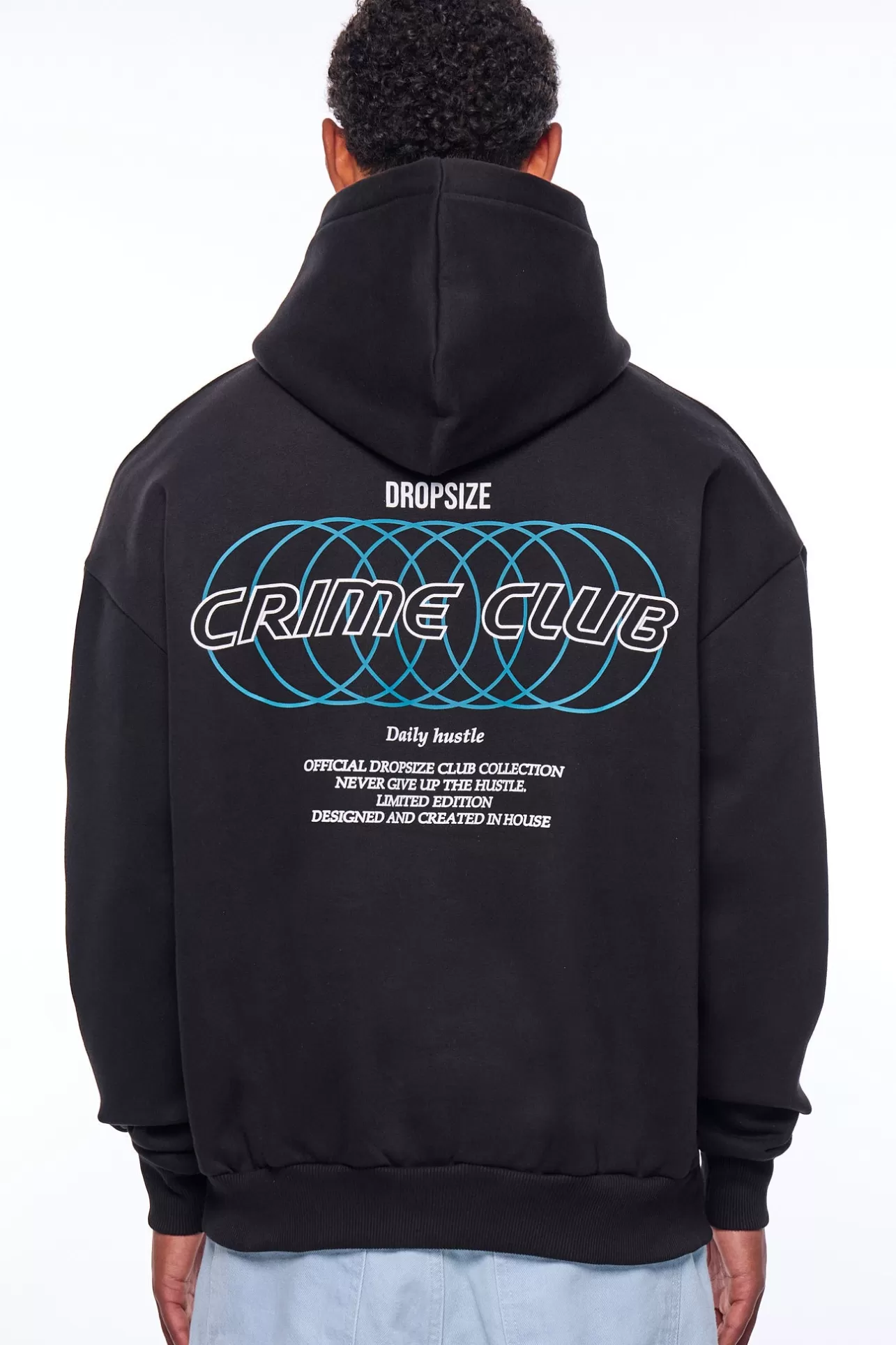 Dropsize HEAVY OVERSIZE CRIME RINGS HOODIE BLACK* Hoodie