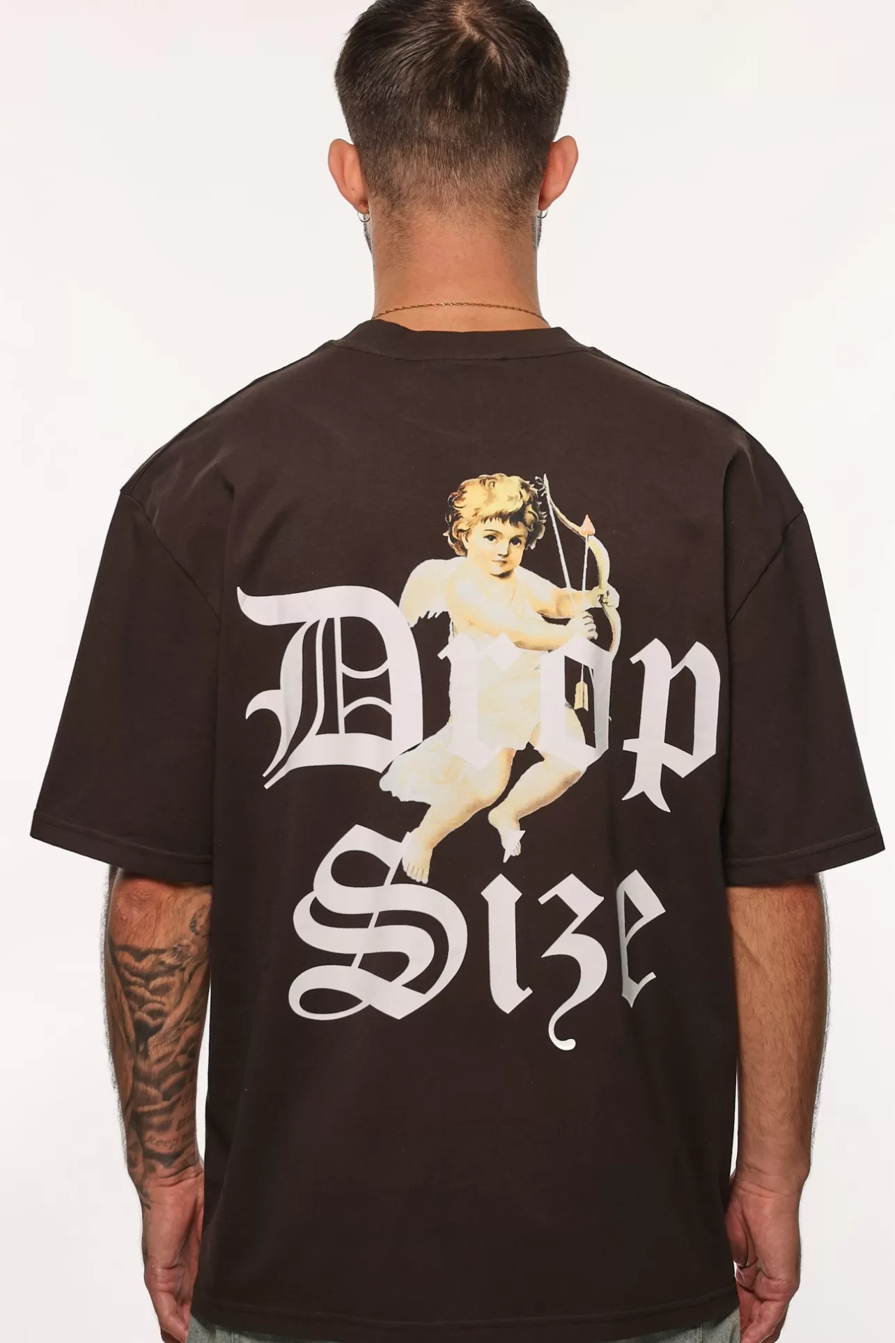 Dropsize HEAVY OVERSIZE CUPIDO T-SHIRT WASHED BLACK* T Shirt