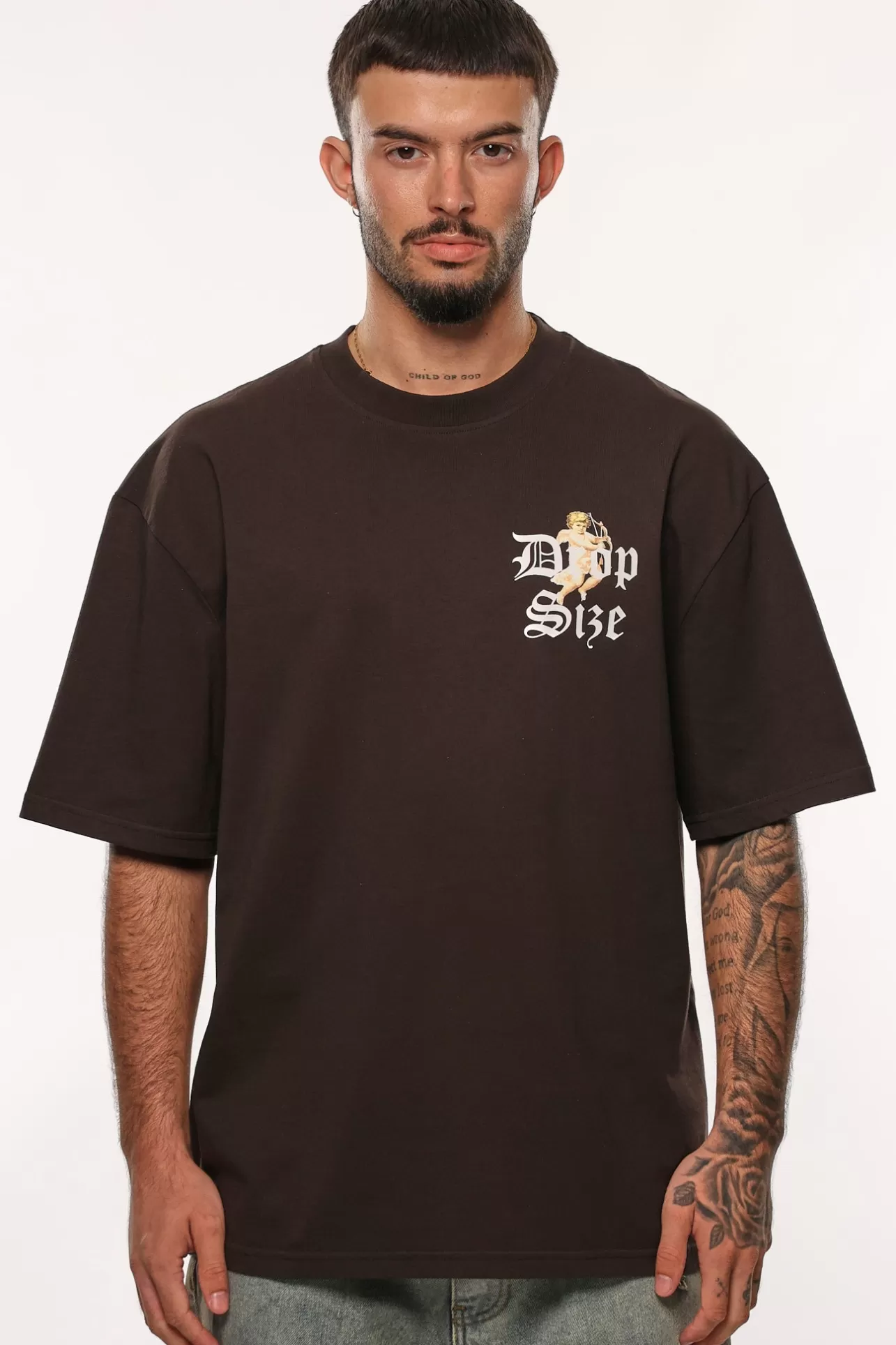 Dropsize HEAVY OVERSIZE CUPIDO T-SHIRT WASHED BLACK* T Shirt