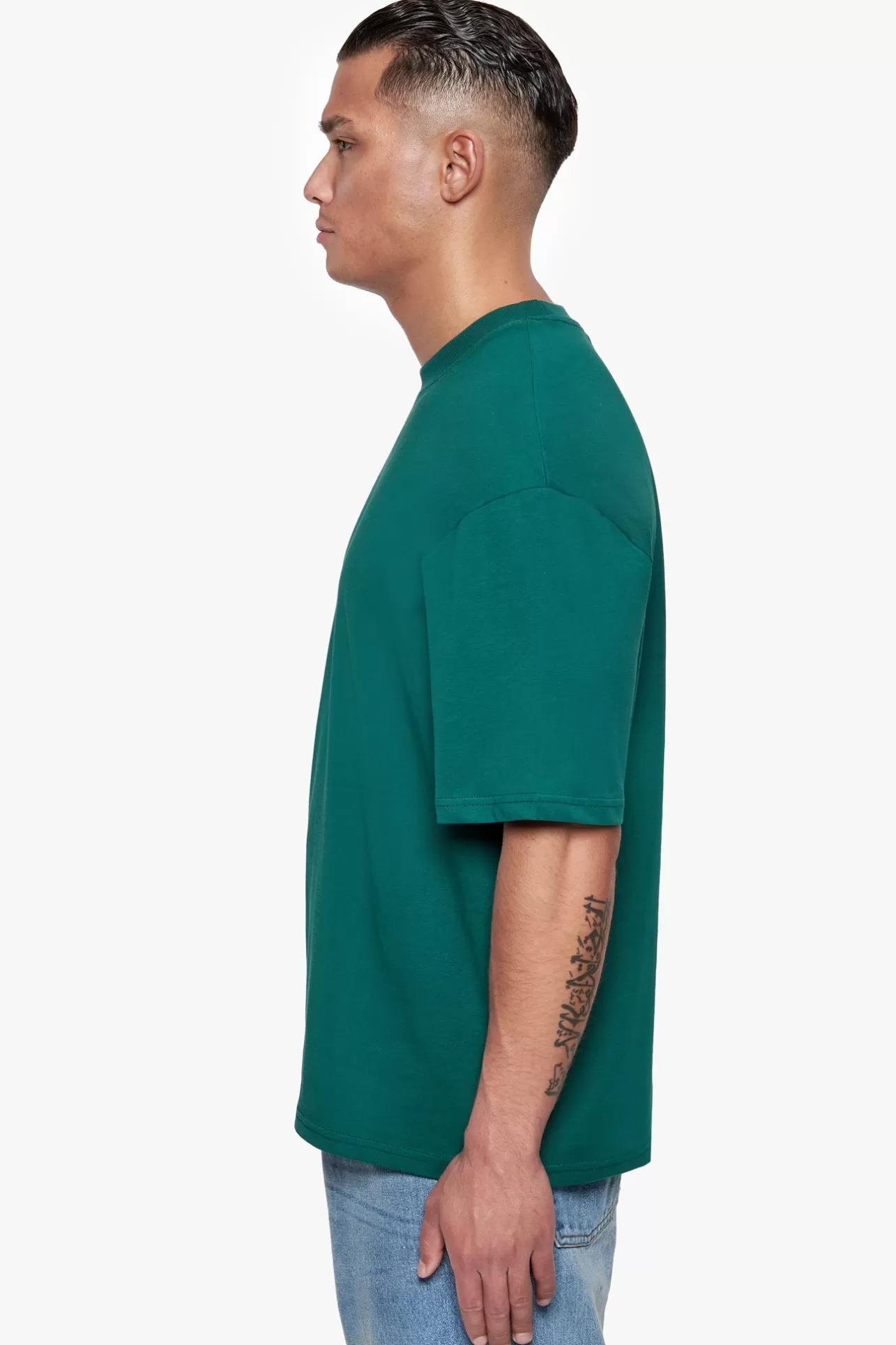 Dropsize HEAVY OVERSIZE CURVED HD LOGO T-SHIRT GREEN* T Shirt