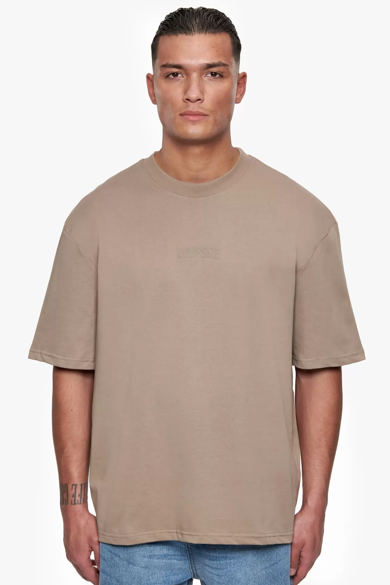 Dropsize HEAVY OVERSIZE CURVED HD LOGO T-SHIRT WEATHERED TEAK* T Shirt
