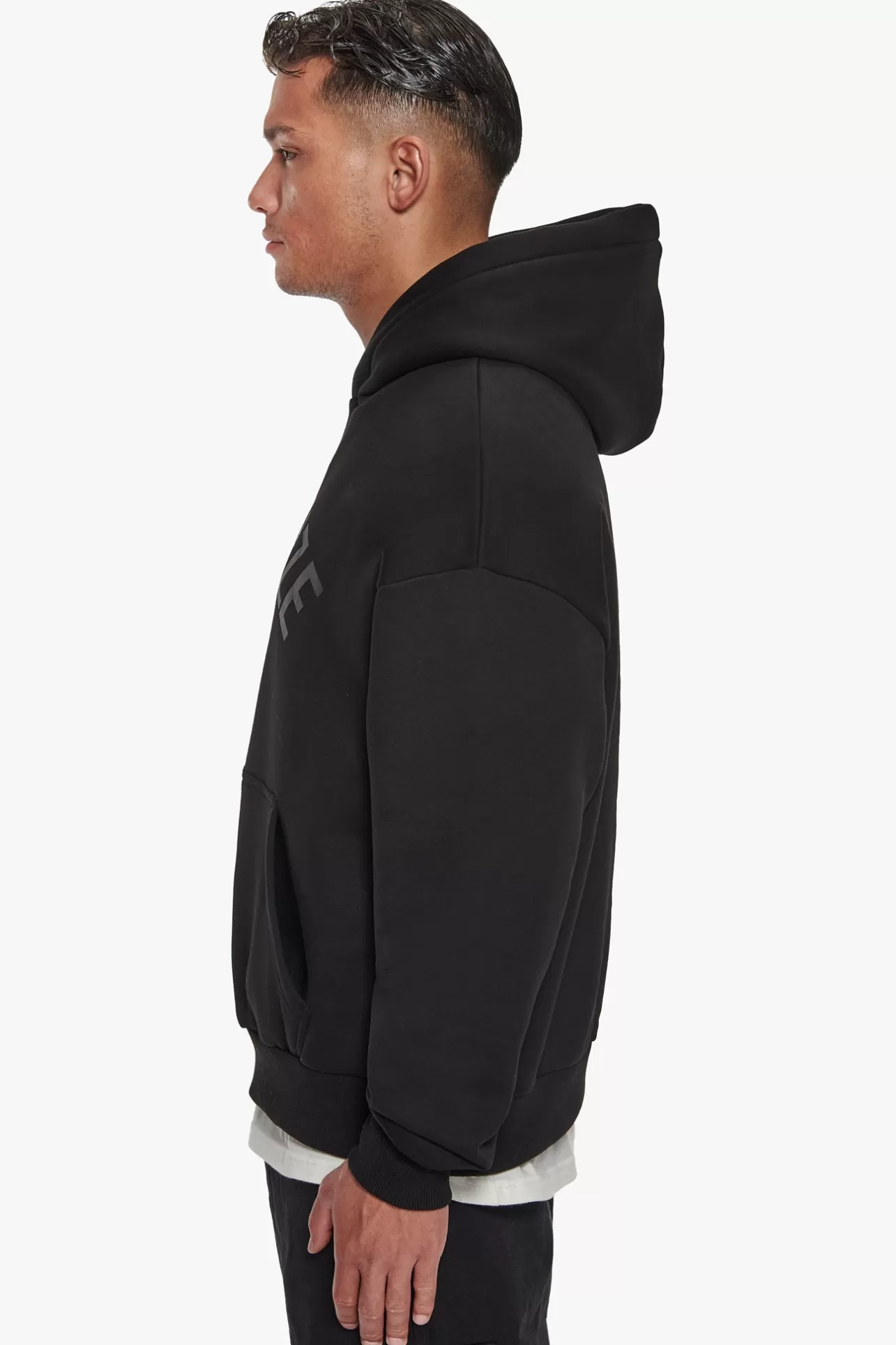 Dropsize HEAVY OVERSIZE CURVED HOODIE BLACK* Hoodie
