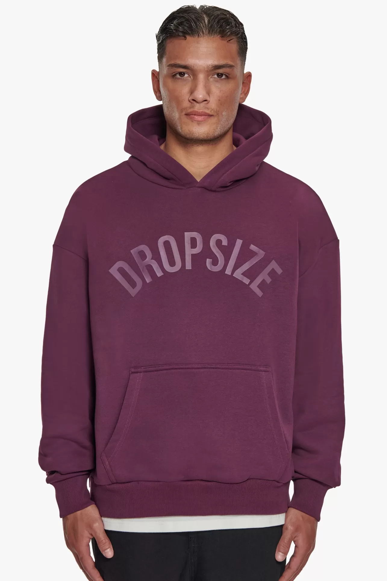 Dropsize HEAVY OVERSIZE CURVED HOODIE GRAPE WINE* Hoodie