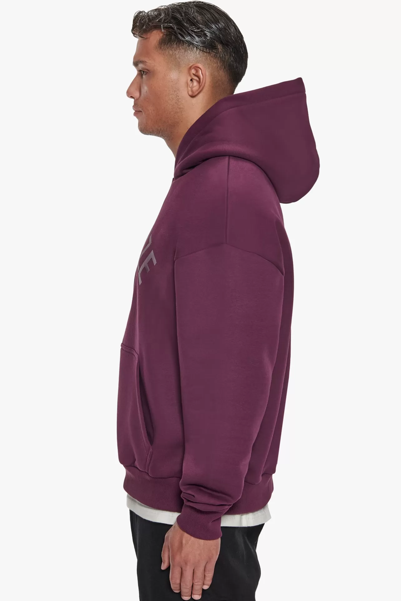 Dropsize HEAVY OVERSIZE CURVED HOODIE GRAPE WINE* Hoodie