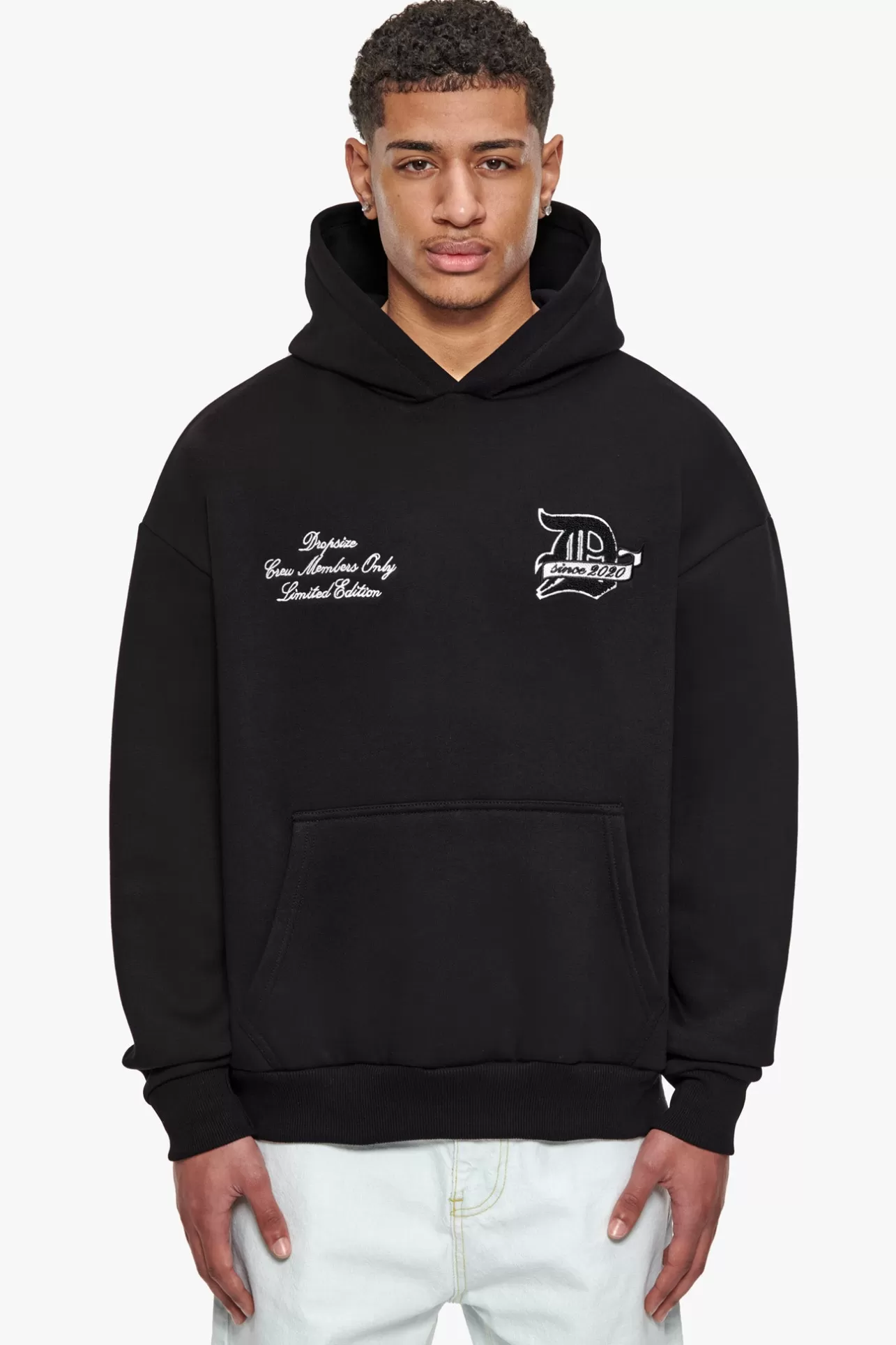Dropsize HEAVY OVERSIZE D LOGO HOODIE BLACK* Hoodie