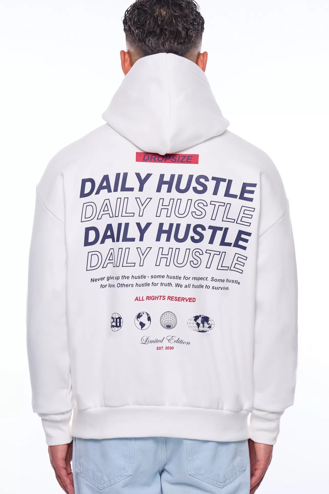 Dropsize HEAVY OVERSIZE DAILY HUSTLE HOODIE CREAM WHITE* Hoodie