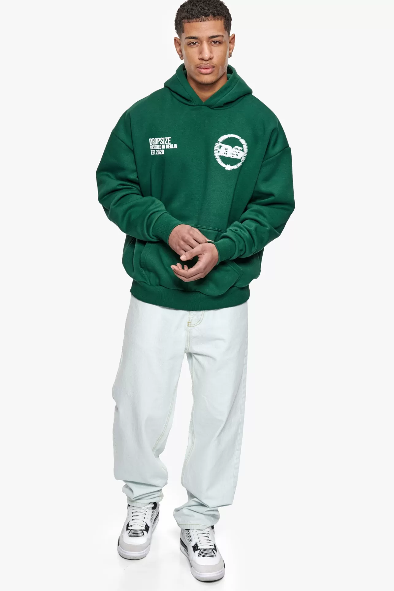 Dropsize HEAVY OVERSIZE DESIGNED IN BERLIN HOODIE WASHED GREEN* Hoodie