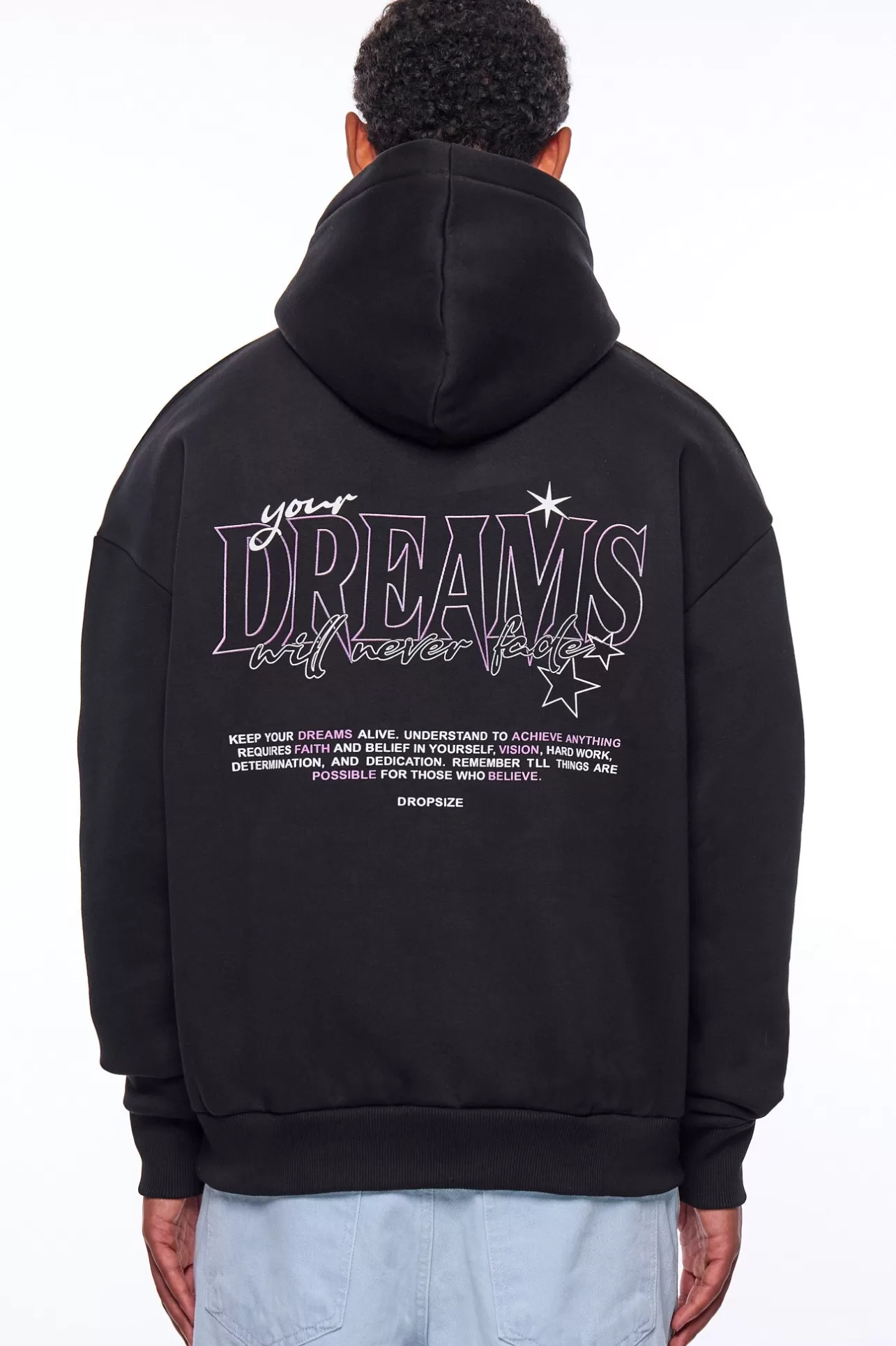 Dropsize HEAVY OVERSIZE DREAMS HOODIE BLACK* Hoodie