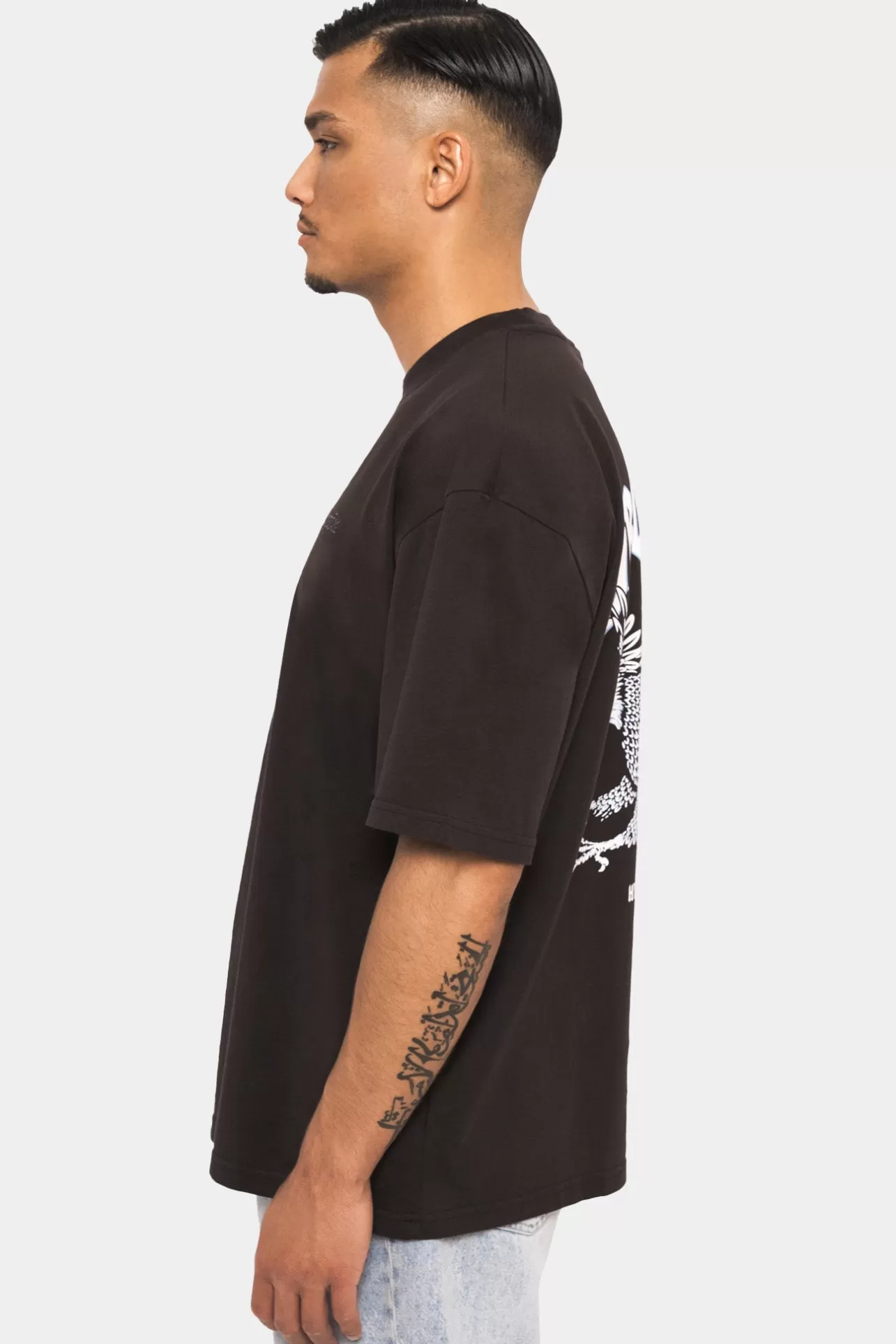Dropsize HEAVY OVERSIZE EAGLE T-SHIRT WASHED BLACK* T Shirt