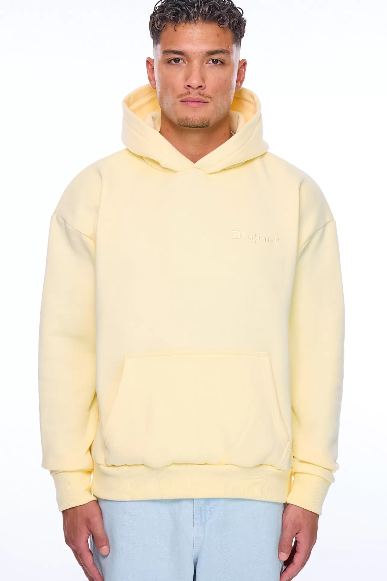 Dropsize HEAVY OVERSIZE EMBO HOODIE ALMOND OIL* Hoodie