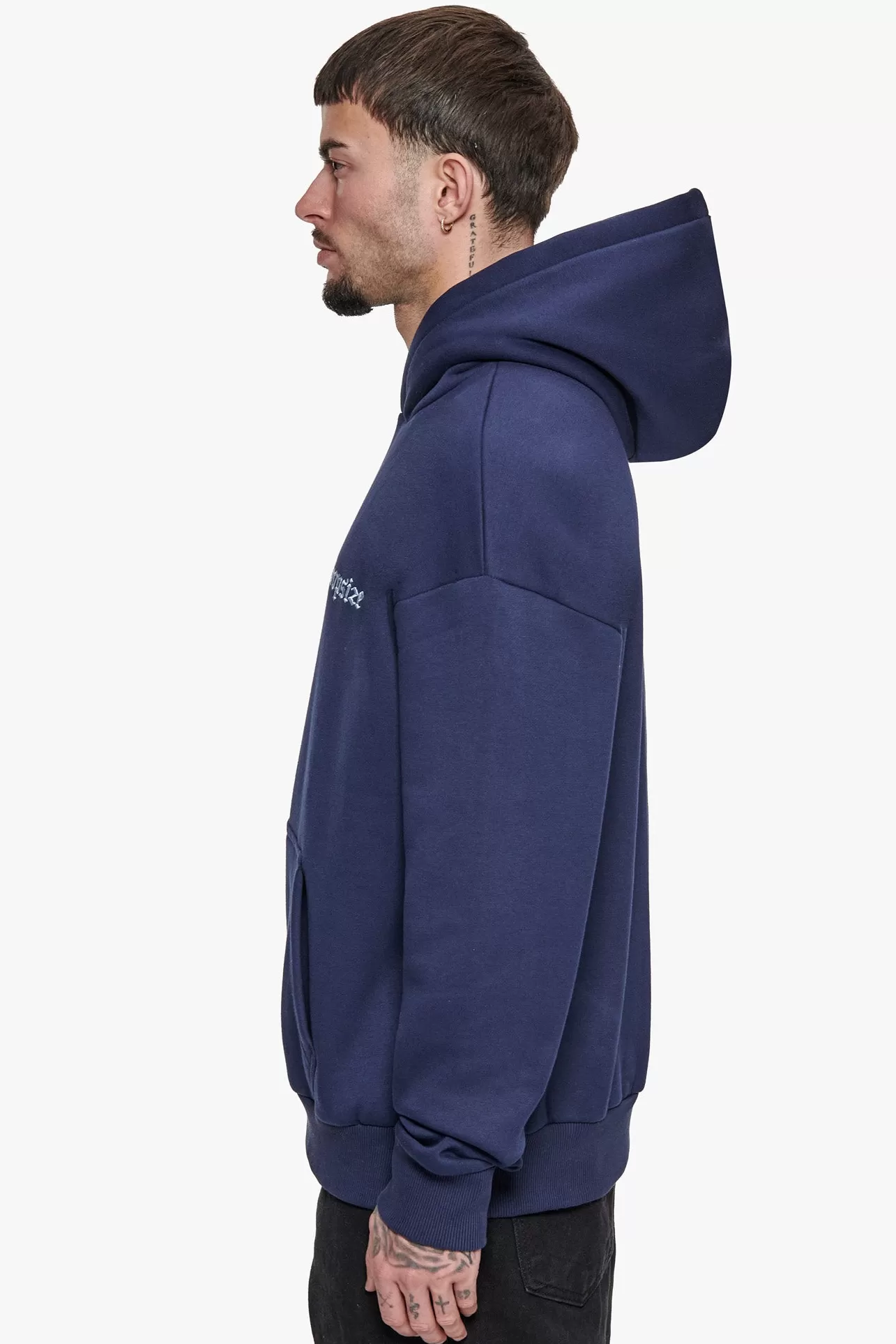 Dropsize HEAVY OVERSIZE EMBO HOODIE BLACK IRIS* Hoodie