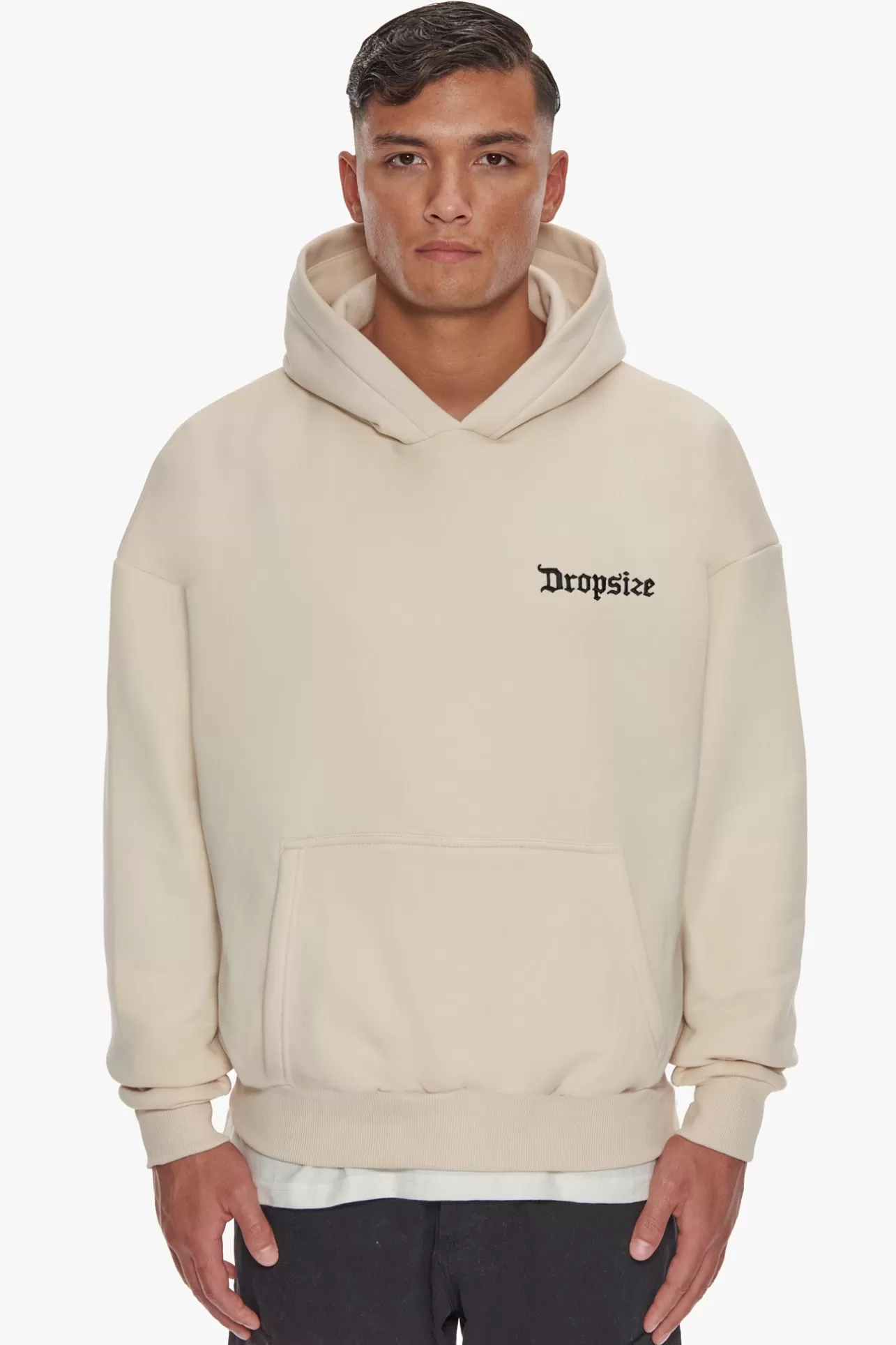 Dropsize HEAVY OVERSIZE EMBO HOODIE COCONUT MILK* Hoodie