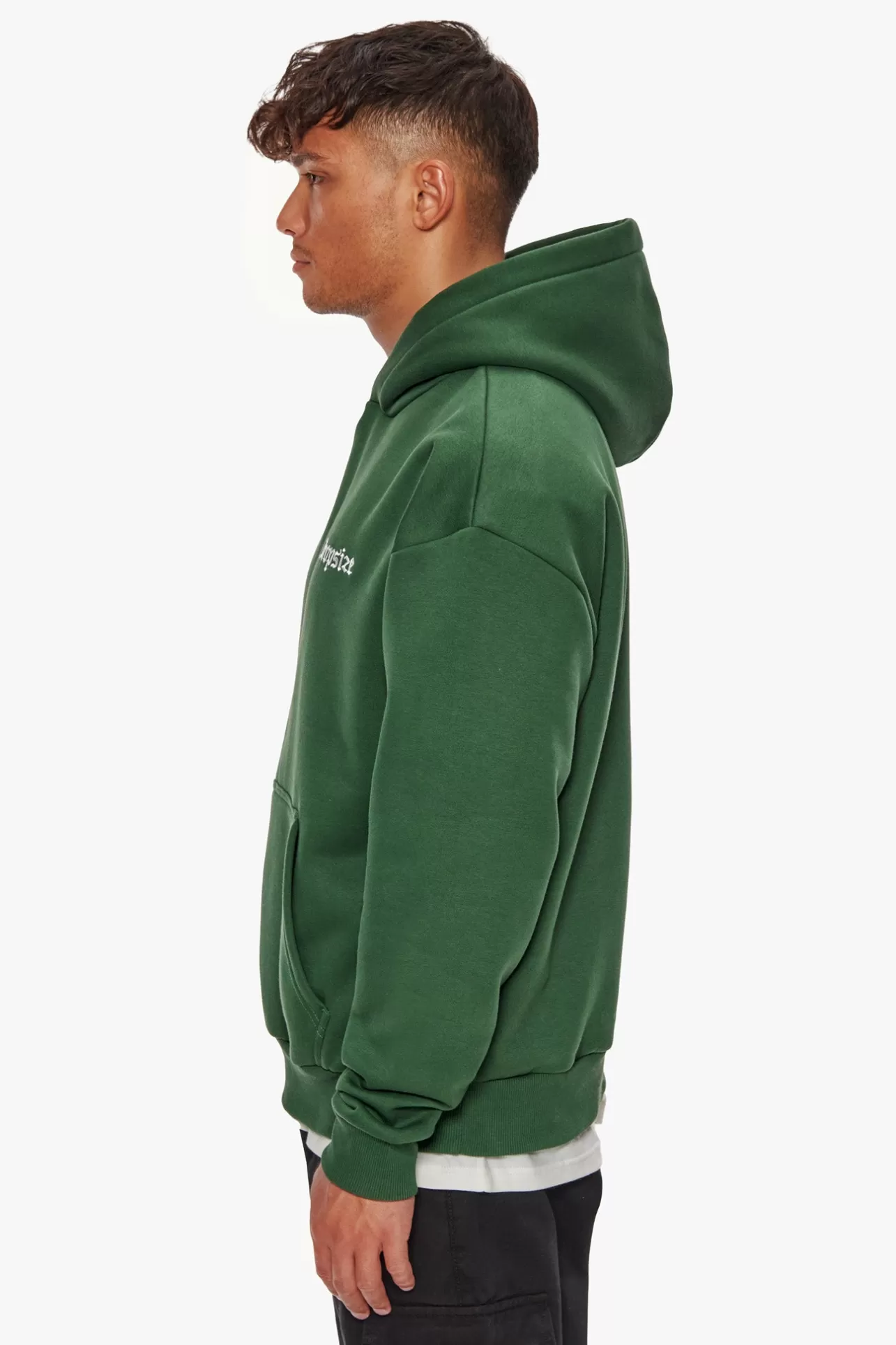 Dropsize HEAVY OVERSIZE EMBO HOODIE DARK GREEN* Hoodie