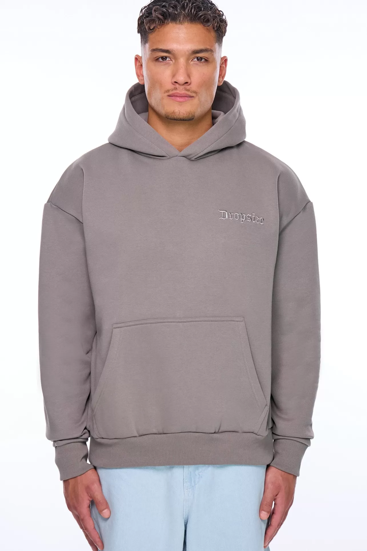 Dropsize HEAVY OVERSIZE EMBO HOODIE DRIFTWOOD* Hoodie