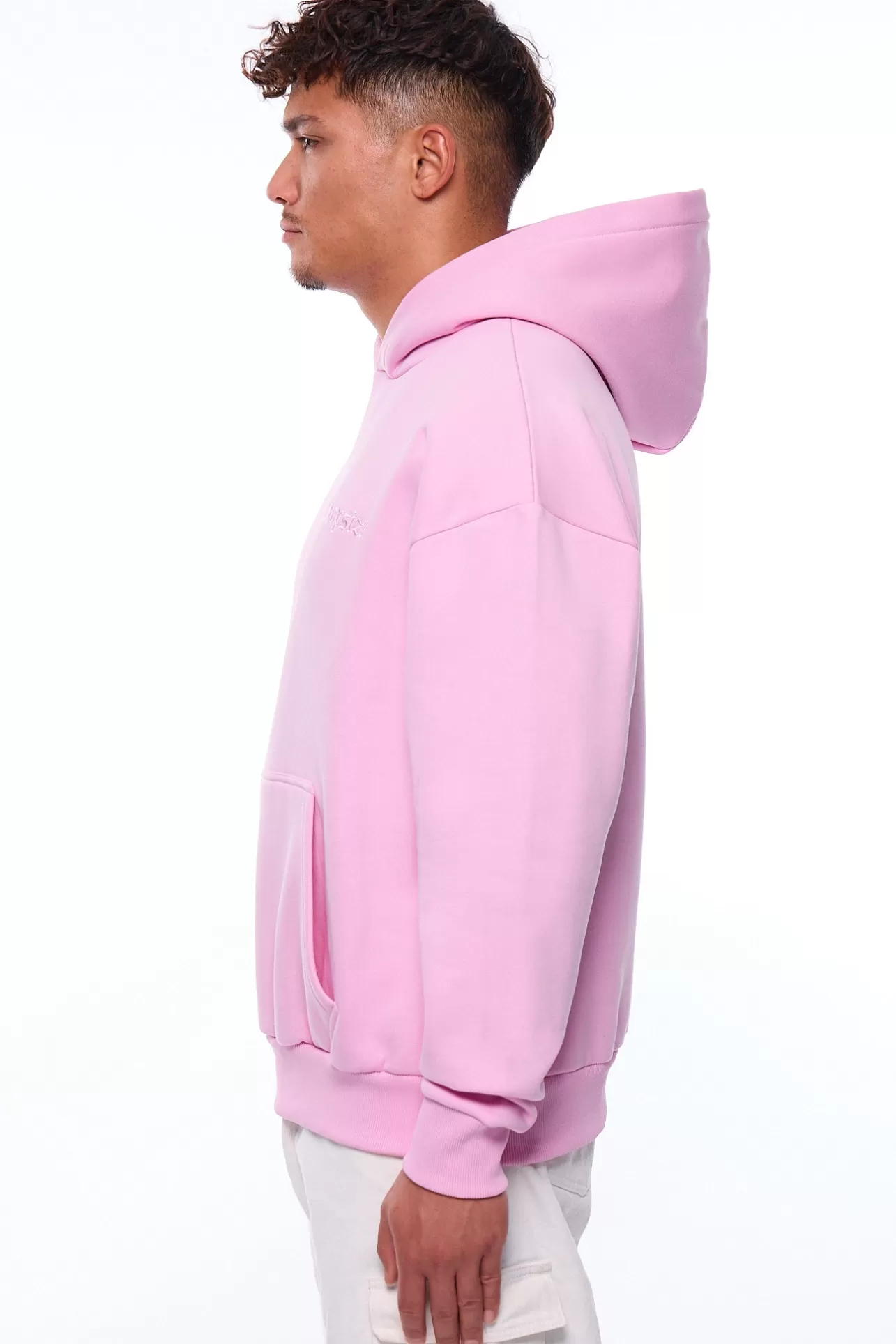 Dropsize HEAVY OVERSIZE EMBO HOODIE PINK* Hoodie
