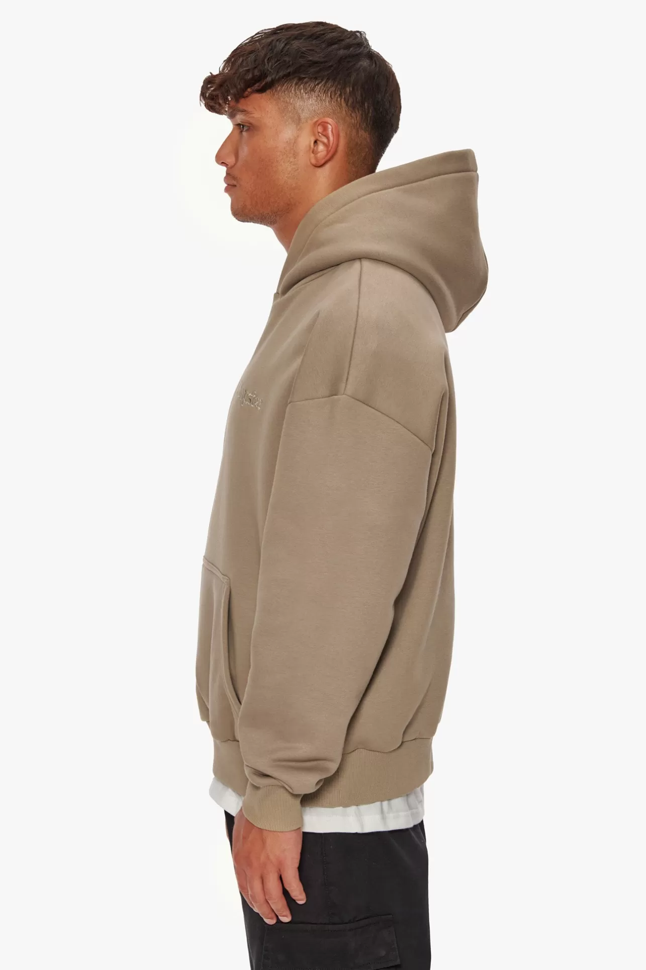 Dropsize HEAVY OVERSIZE EMBO HOODIE SILVER MINK* Hoodie