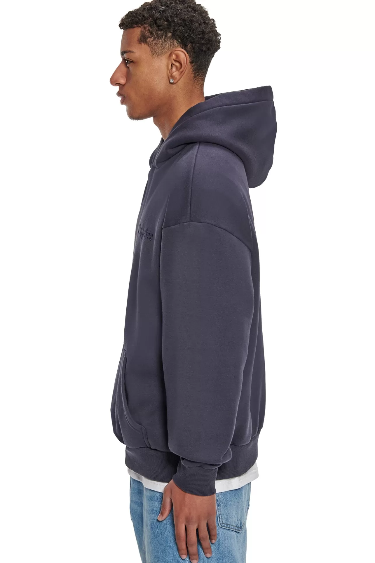 Dropsize HEAVY OVERSIZE EMBO HOODIE WASHED NAVY* Hoodie
