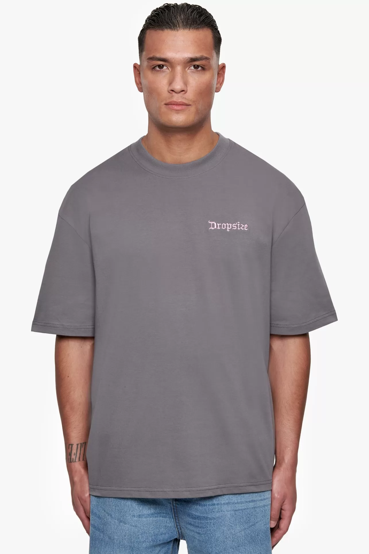 Dropsize HEAVY OVERSIZE EMBO T-SHIRT ANTHRAZIT* T Shirt