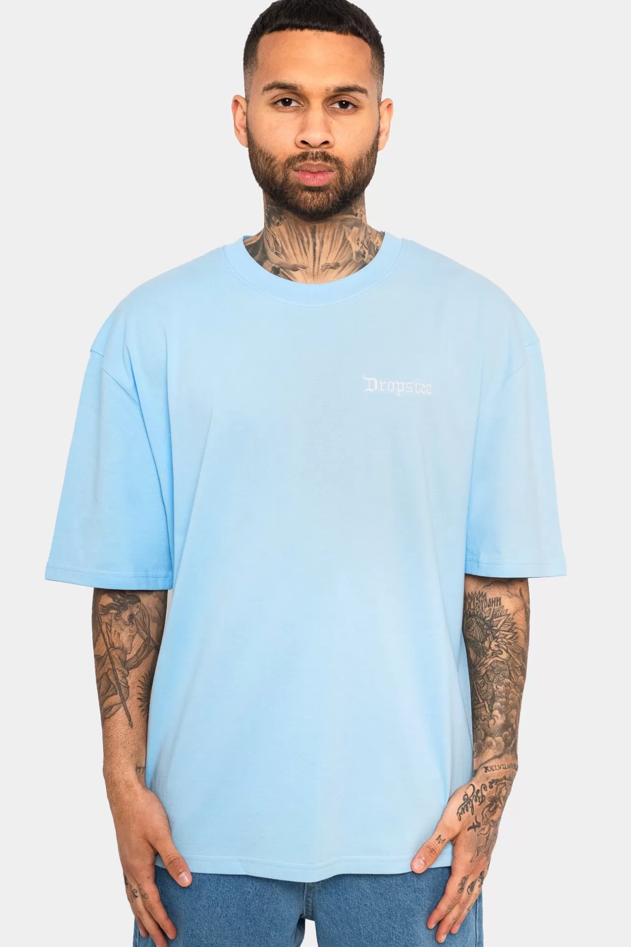 Dropsize HEAVY OVERSIZE EMBO T-SHIRT BABY BLUE* T Shirt