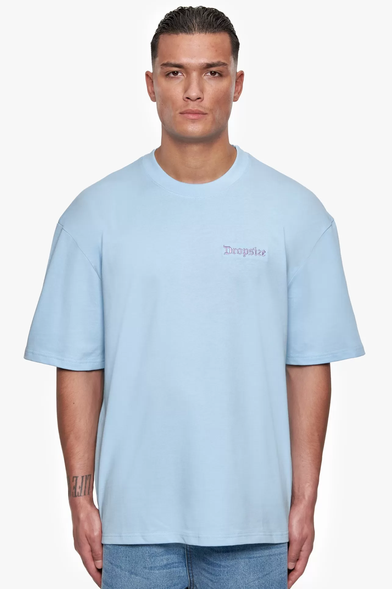 Dropsize HEAVY OVERSIZE EMBO T-SHIRT BABY BLUE* T Shirt