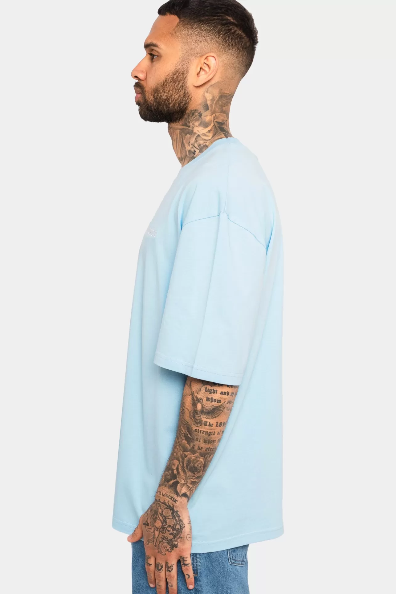 Dropsize HEAVY OVERSIZE EMBO T-SHIRT BABY BLUE* T Shirt