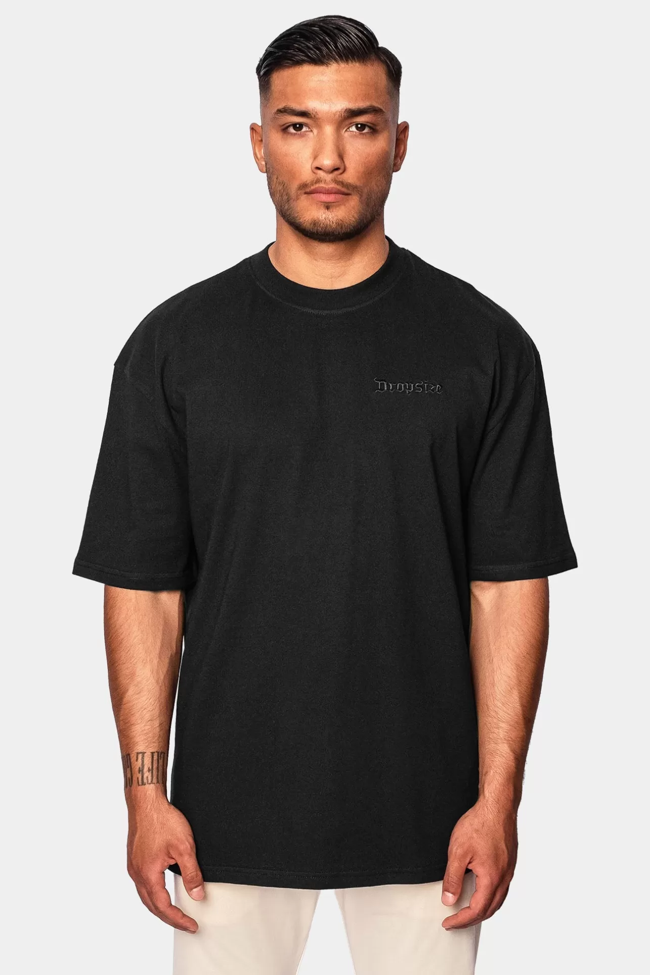 Dropsize HEAVY OVERSIZE EMBO T-SHIRT BLACK* T Shirt