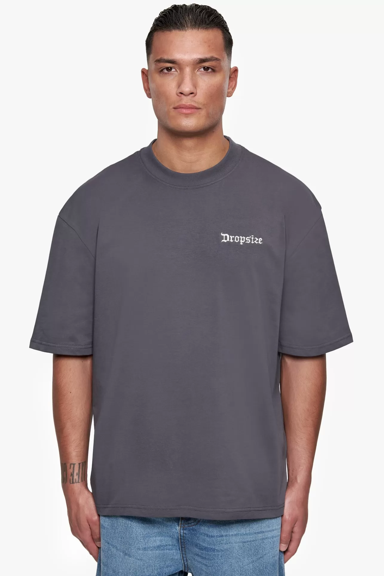 Dropsize HEAVY OVERSIZE EMBO T-SHIRT DARK GREY* T Shirt