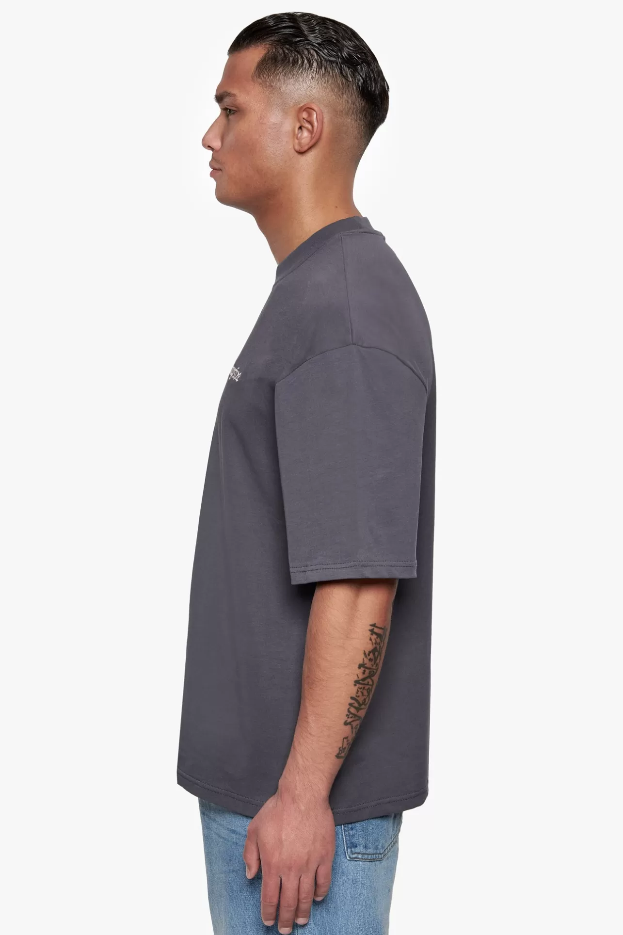 Dropsize HEAVY OVERSIZE EMBO T-SHIRT DARK GREY* T Shirt
