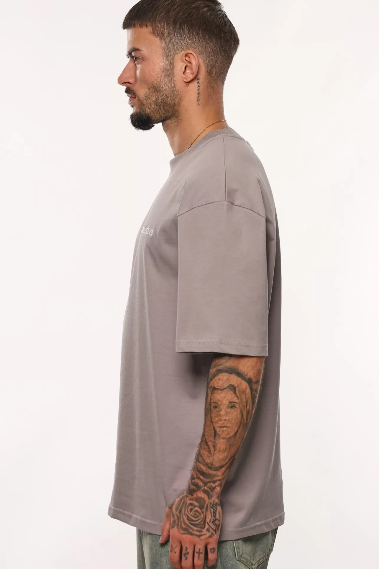 Dropsize HEAVY OVERSIZE EMBO T-SHIRT GULL GREY* T Shirt