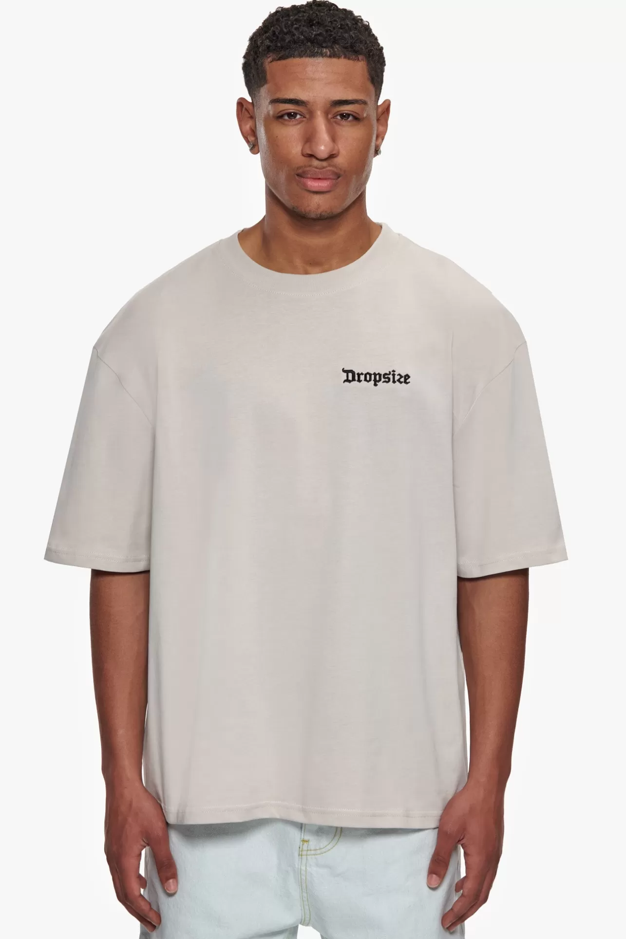 Dropsize HEAVY OVERSIZE EMBO T-SHIRT LIGHT GREY* T Shirt