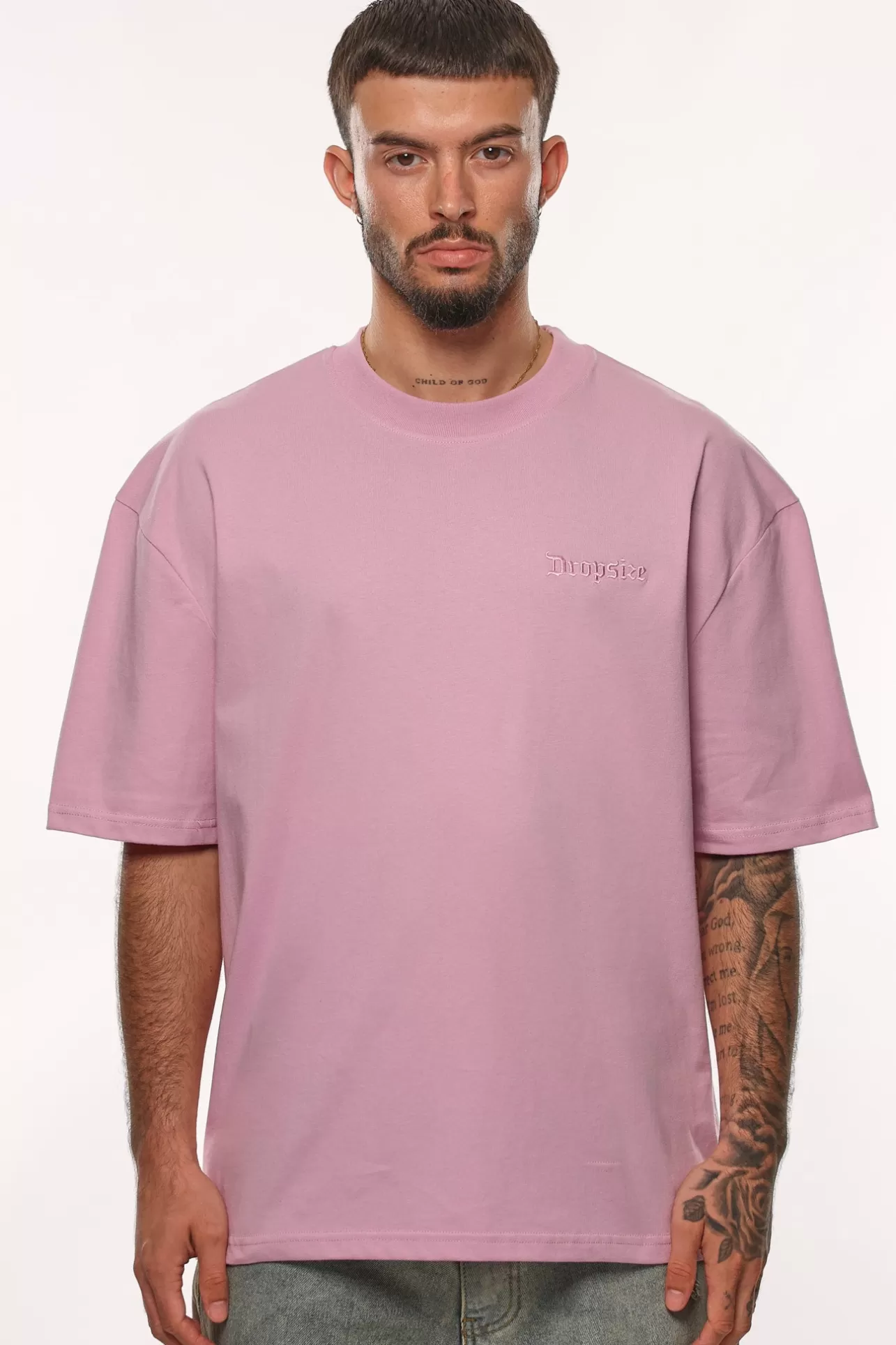 Dropsize HEAVY OVERSIZE EMBO T-SHIRT LILAC SNOW* T Shirt