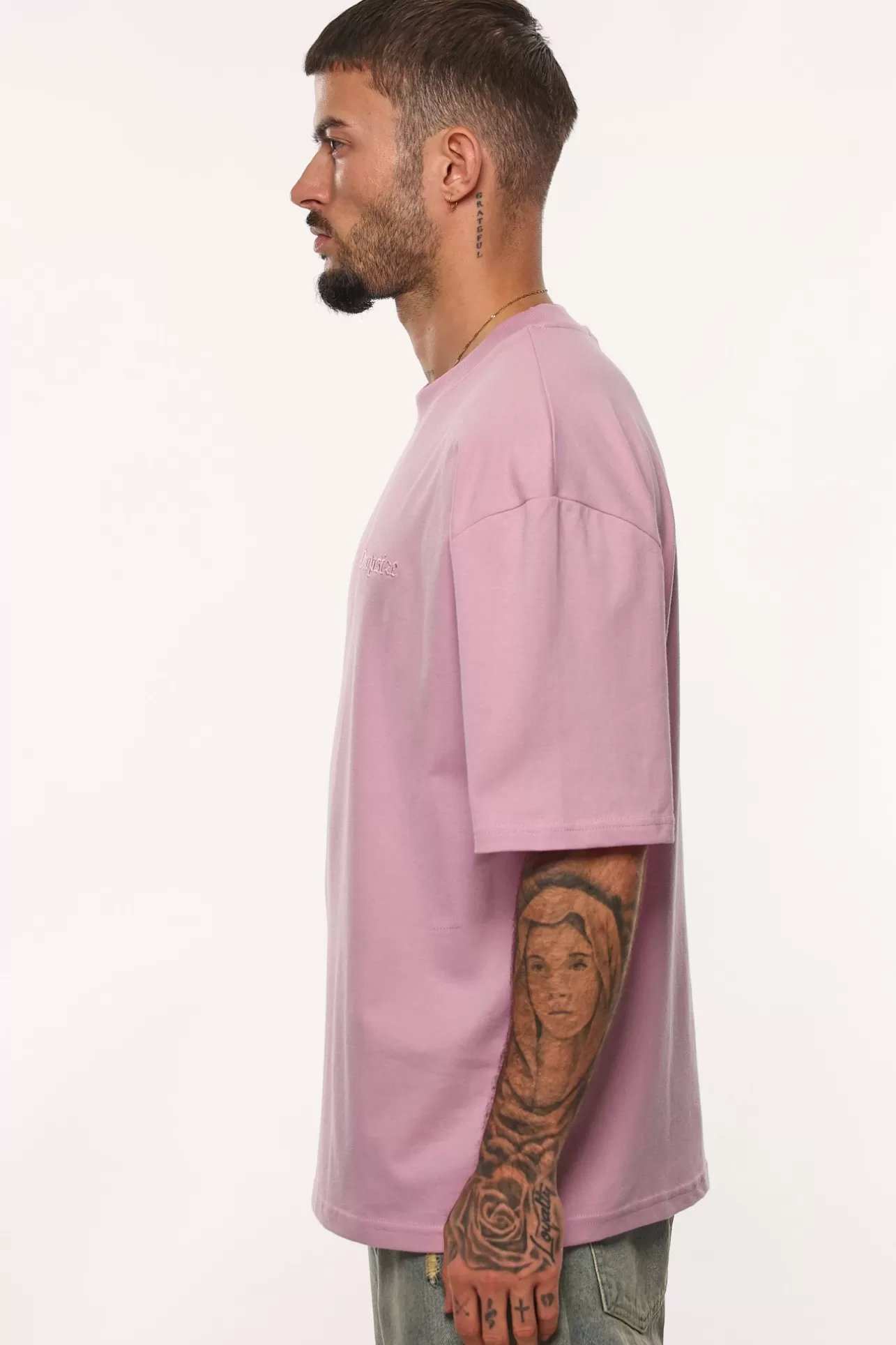 Dropsize HEAVY OVERSIZE EMBO T-SHIRT LILAC SNOW* T Shirt