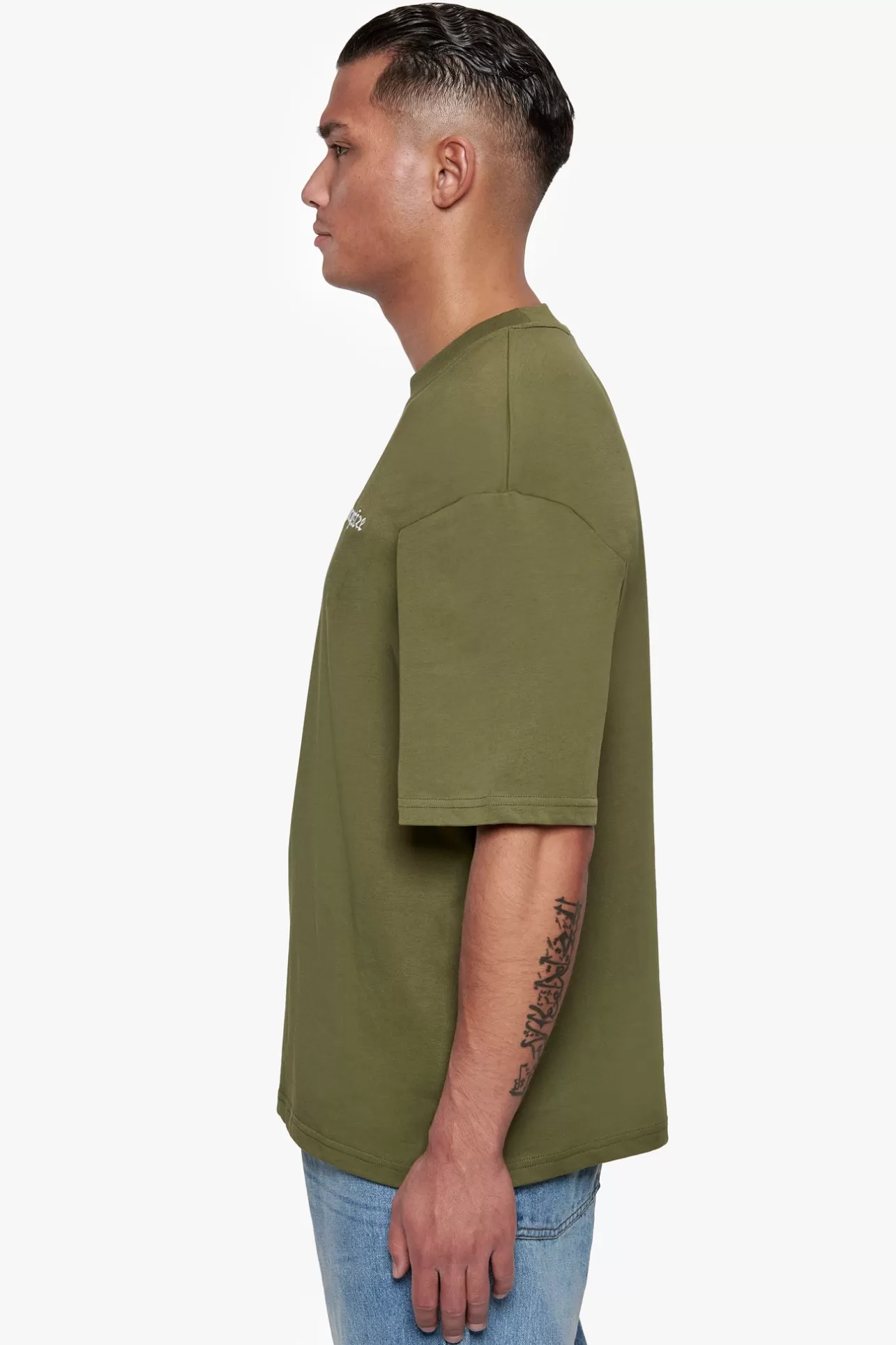 Dropsize HEAVY OVERSIZE EMBO T-SHIRT OLIVE* T Shirt