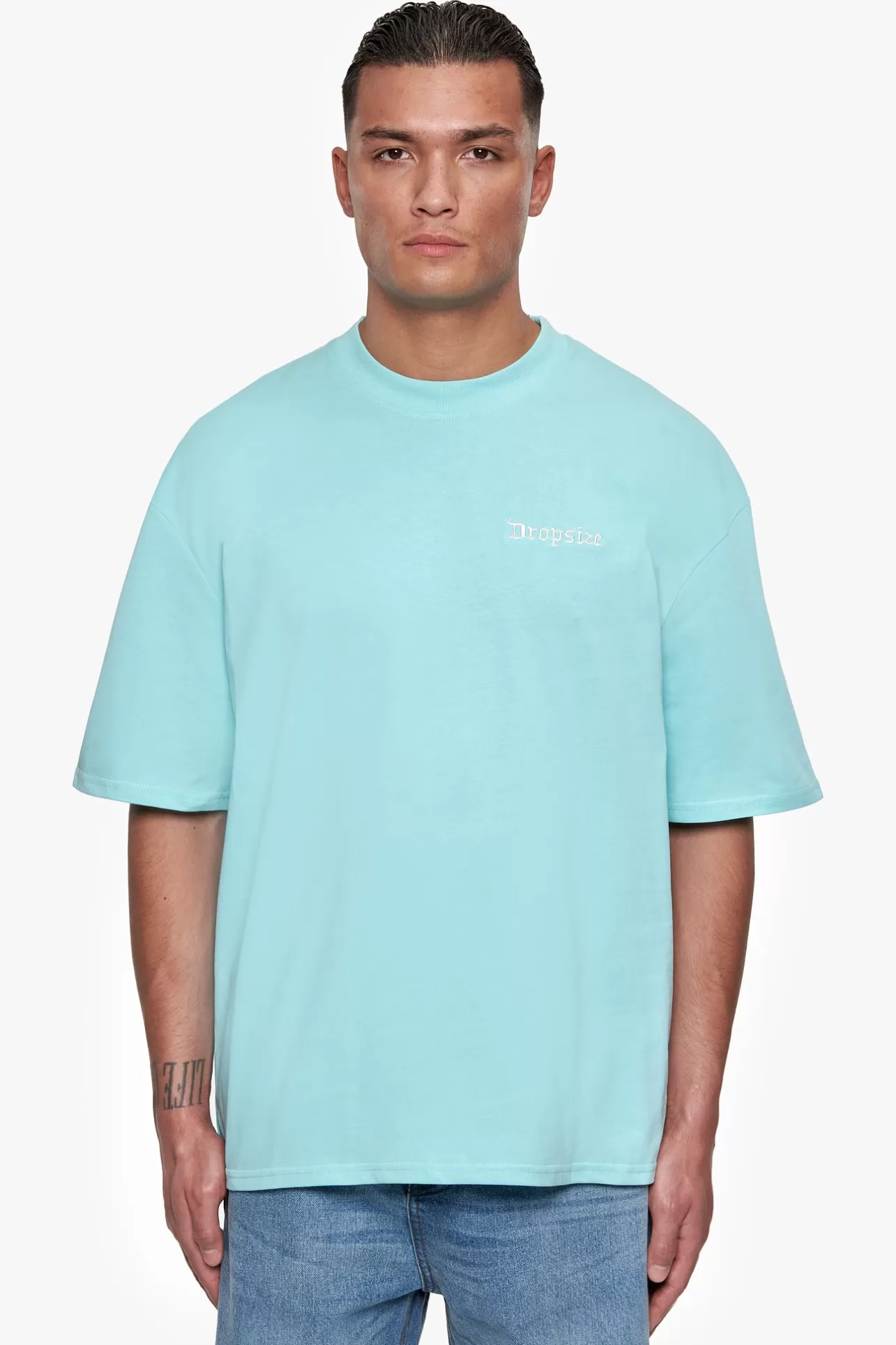 Dropsize HEAVY OVERSIZE EMBO T-SHIRT TURQUOIS* T Shirt