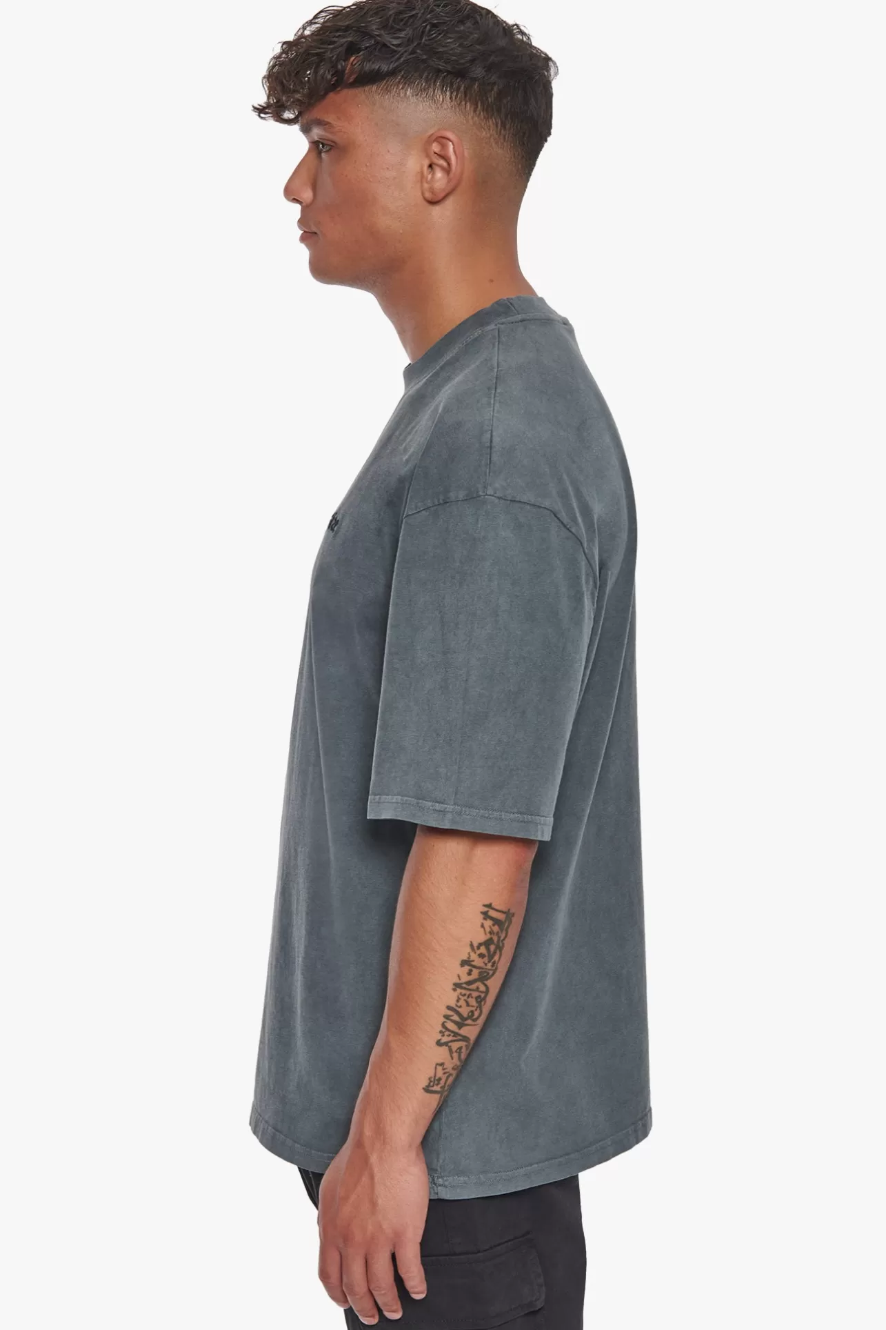 Dropsize HEAVY OVERSIZE EMBO T-SHIRT WASHED GREY* T Shirt