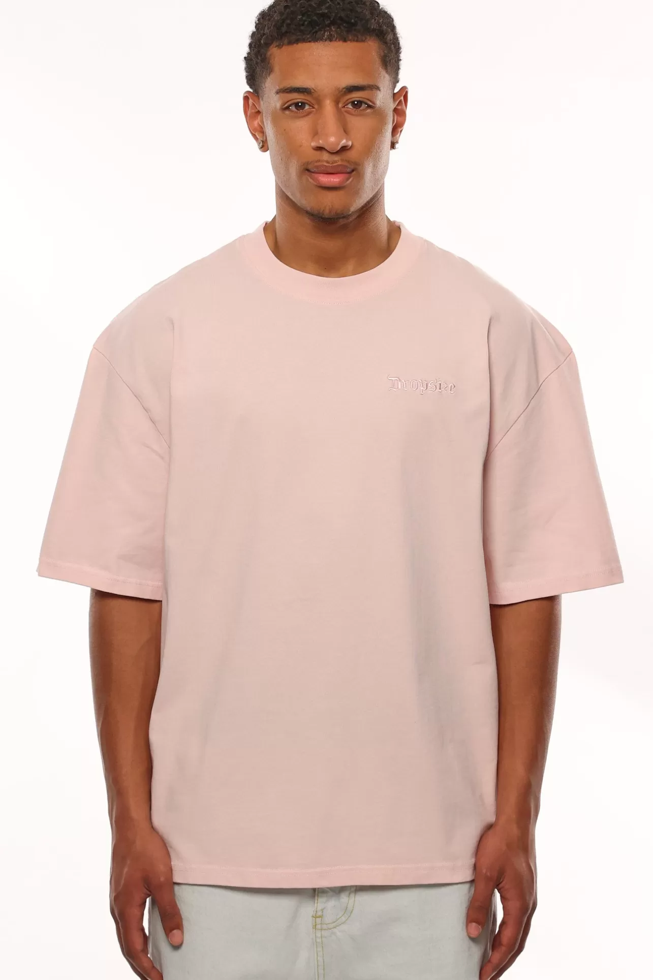 Dropsize HEAVY OVERSIZE EMBO T-SHIRT WASHED PINK* T Shirt