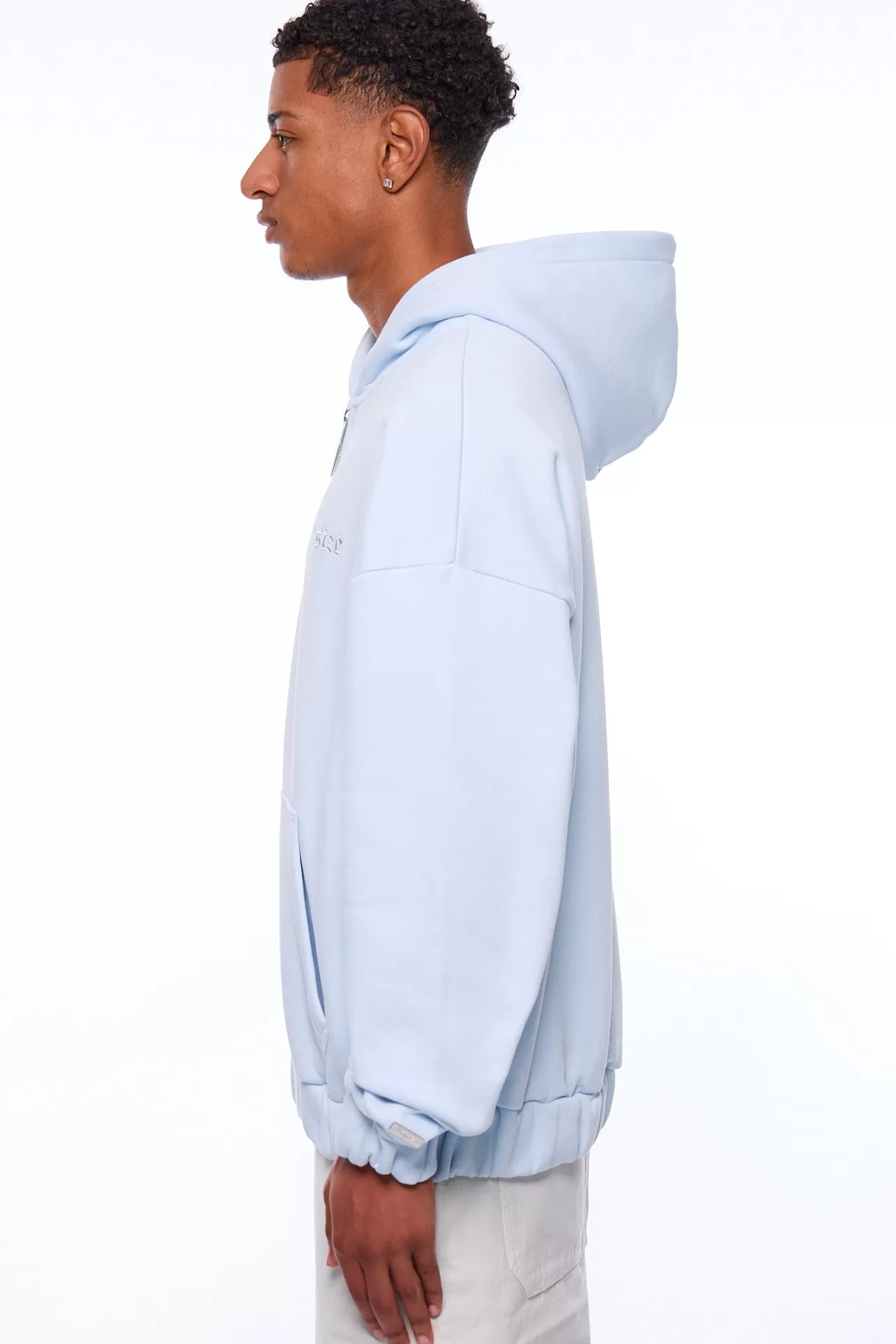 Dropsize HEAVY OVERSIZE EMBO ZIP HOODIE ICE MELT* Zips