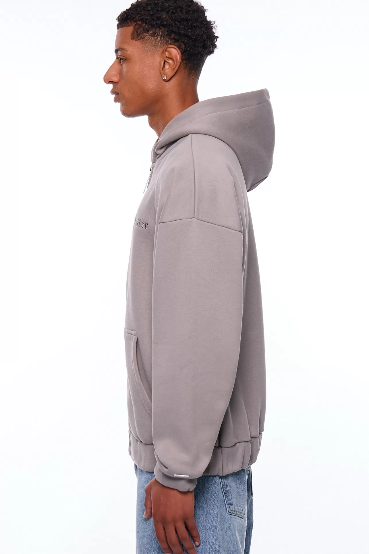 Dropsize HEAVY OVERSIZE EMBO ZIP HOODIE WET WEATHER* Zips