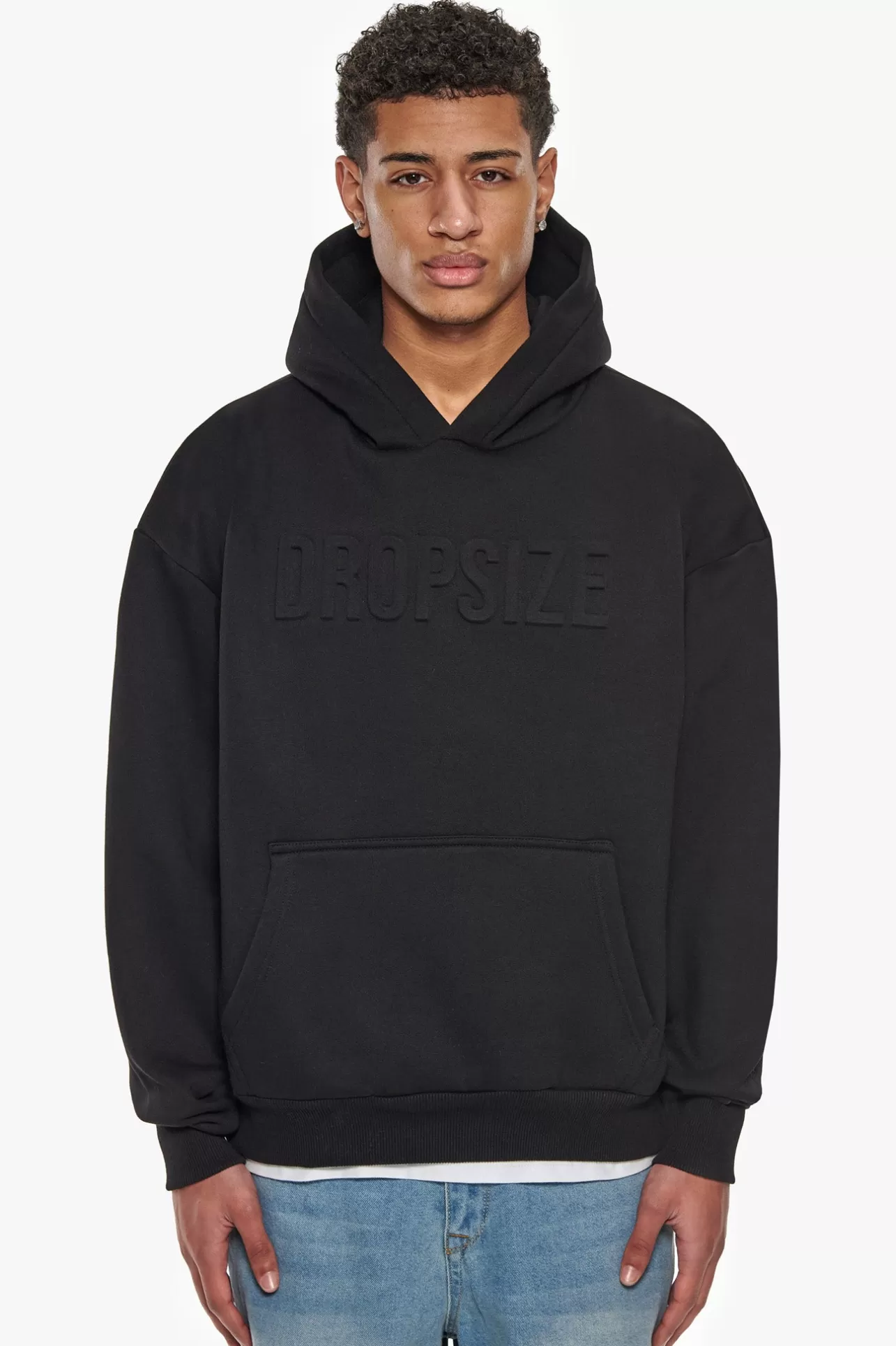 Dropsize HEAVY OVERSIZE EMBOSSED HOODIE BLACK* Hoodie
