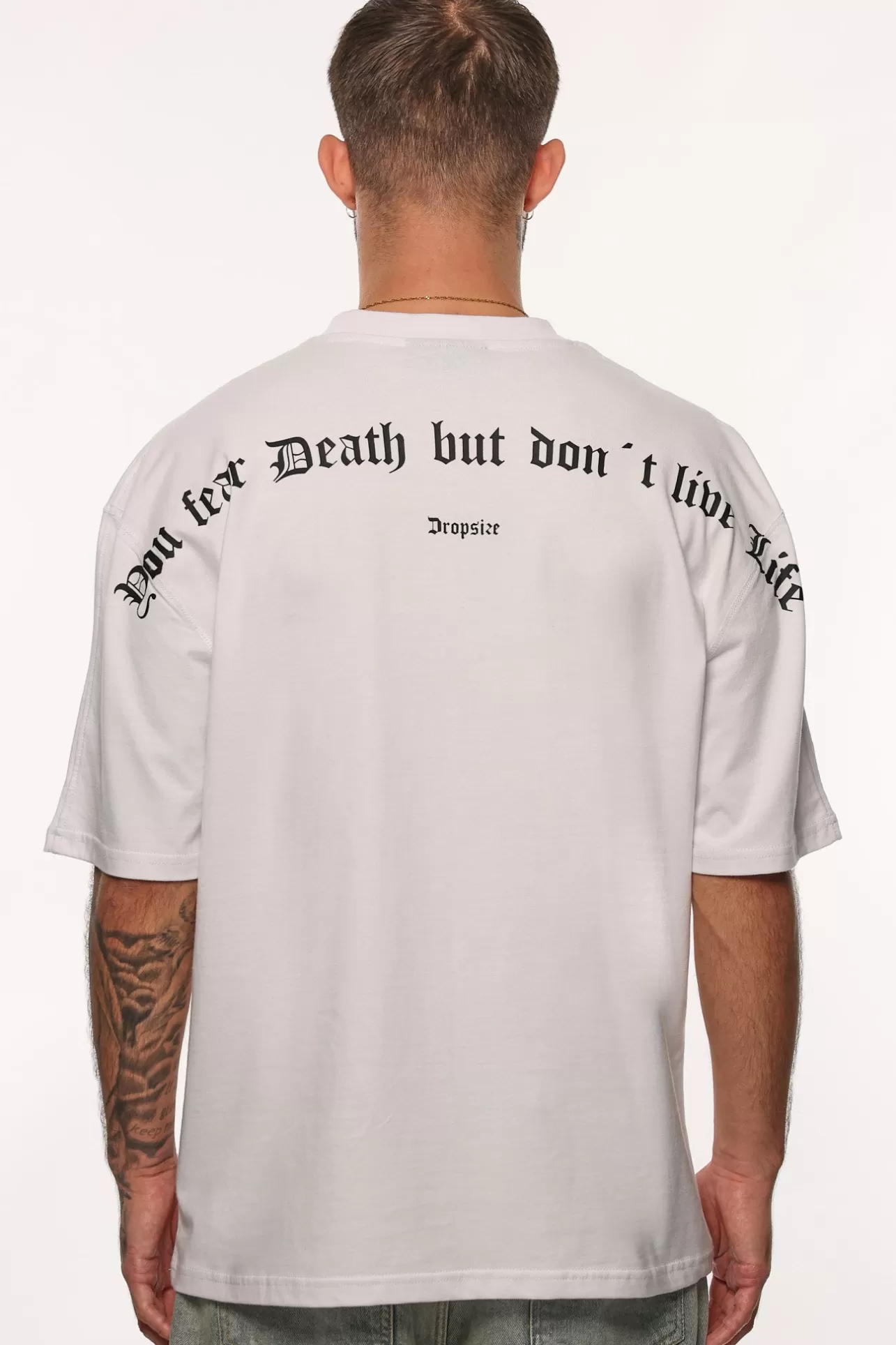 Dropsize HEAVY OVERSIZE FEAR DEATH T-SHIRT WHITE* T Shirt
