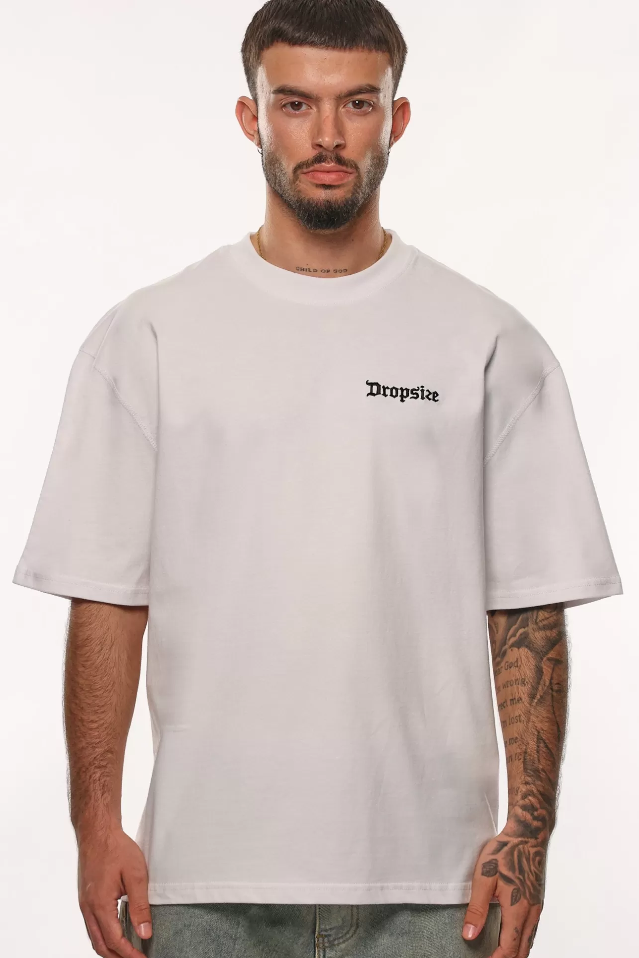 Dropsize HEAVY OVERSIZE FEAR DEATH T-SHIRT WHITE* T Shirt