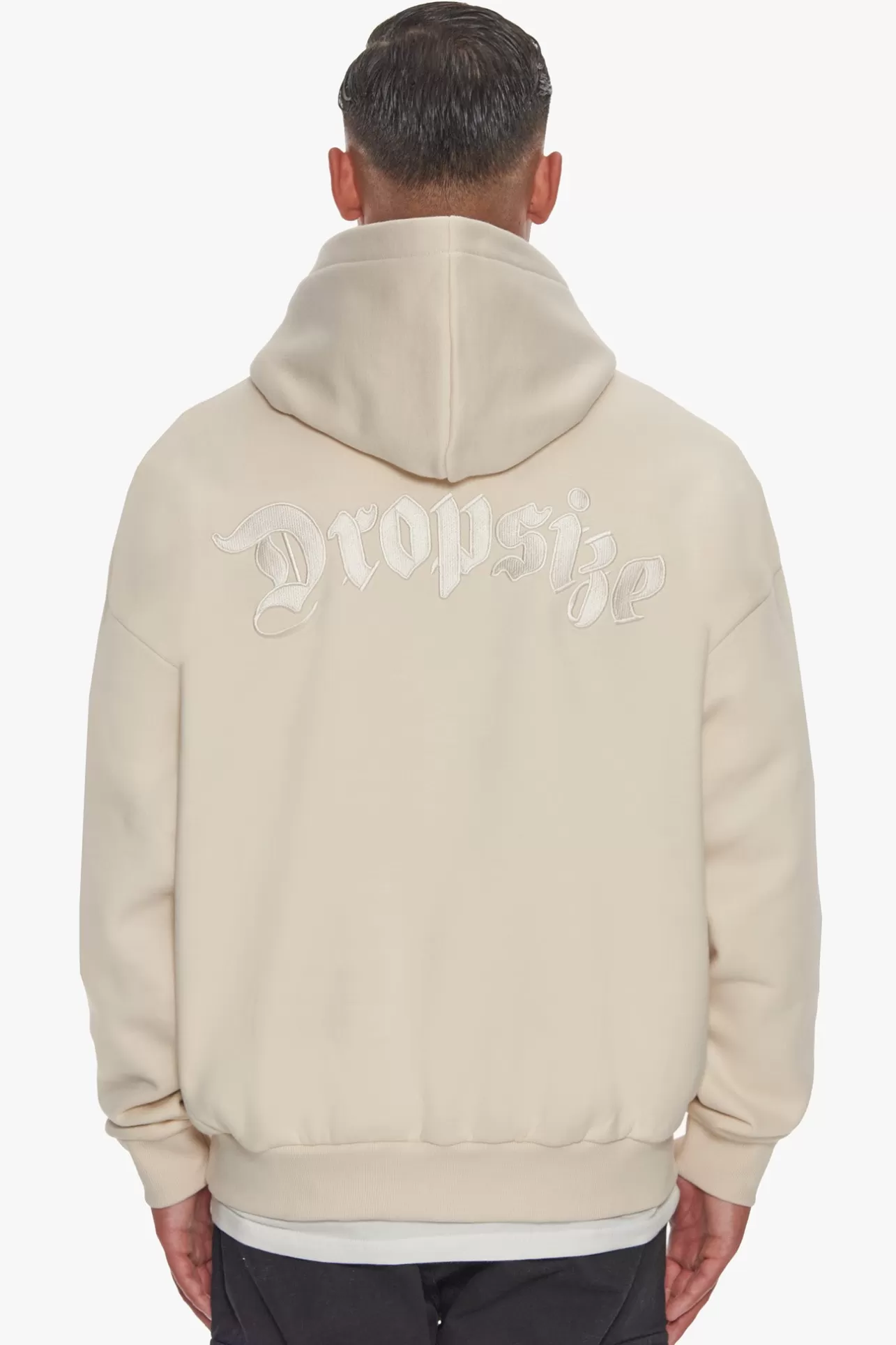 Dropsize HEAVY OVERSIZE FLAT BACK EMBO HOODIE COCONUT MILK* Hoodie